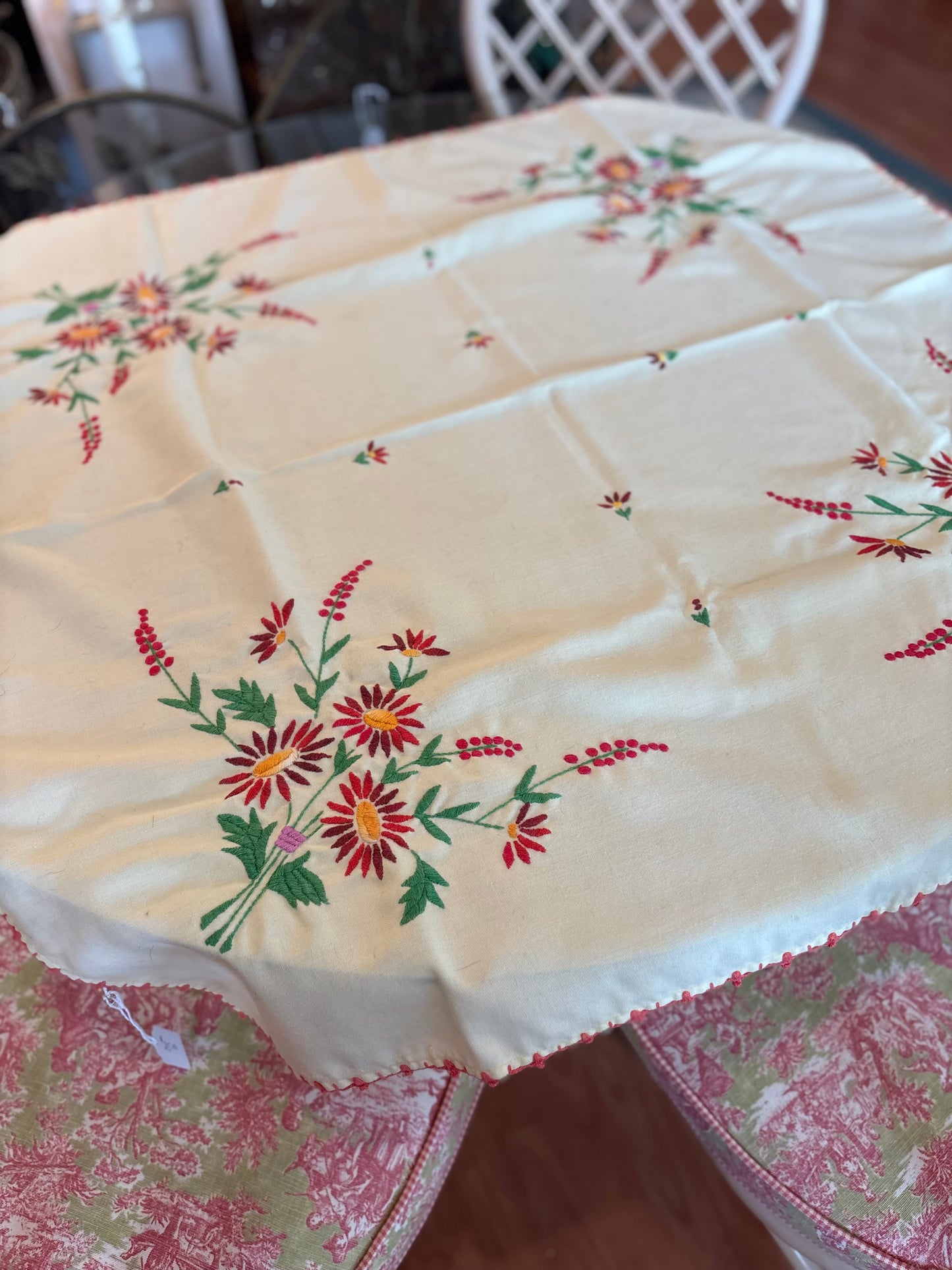 Red Floral Square tablecloth 35x35