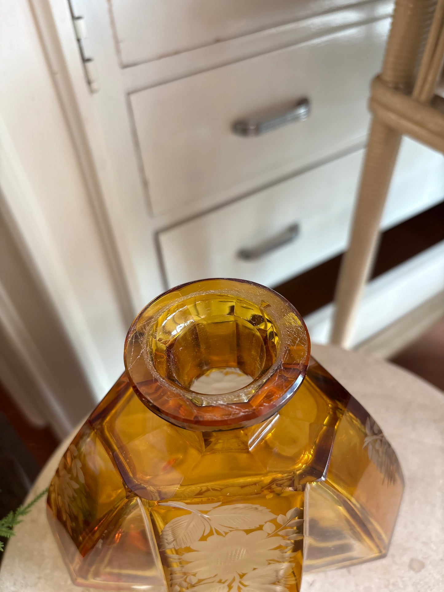 Etched Glass Decanter Set with shot glasses