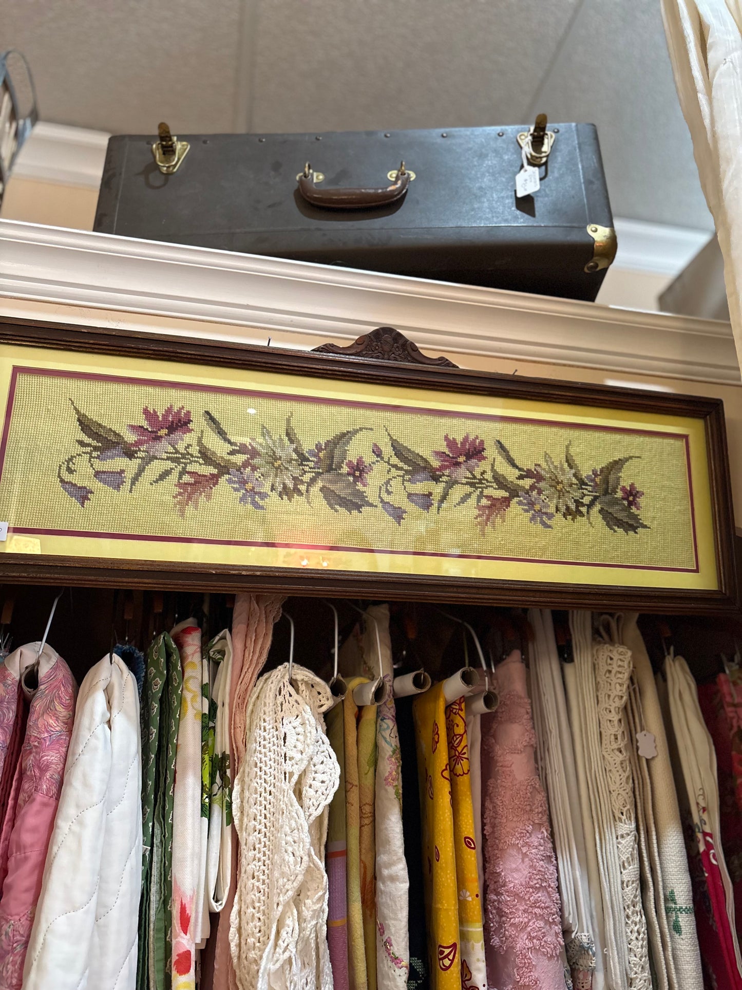 Long Framed Needlepoint Floral Picture