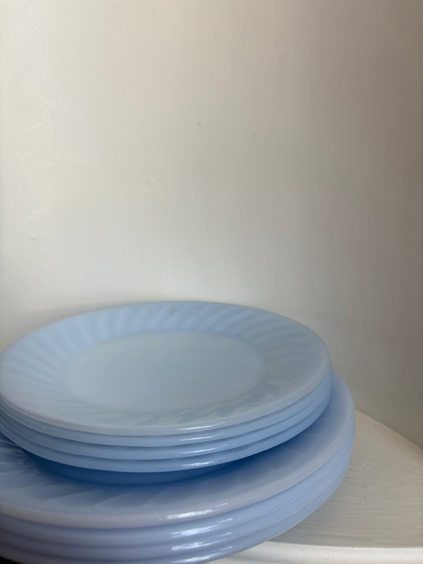 Fireking azurite blue swirl dinner plates