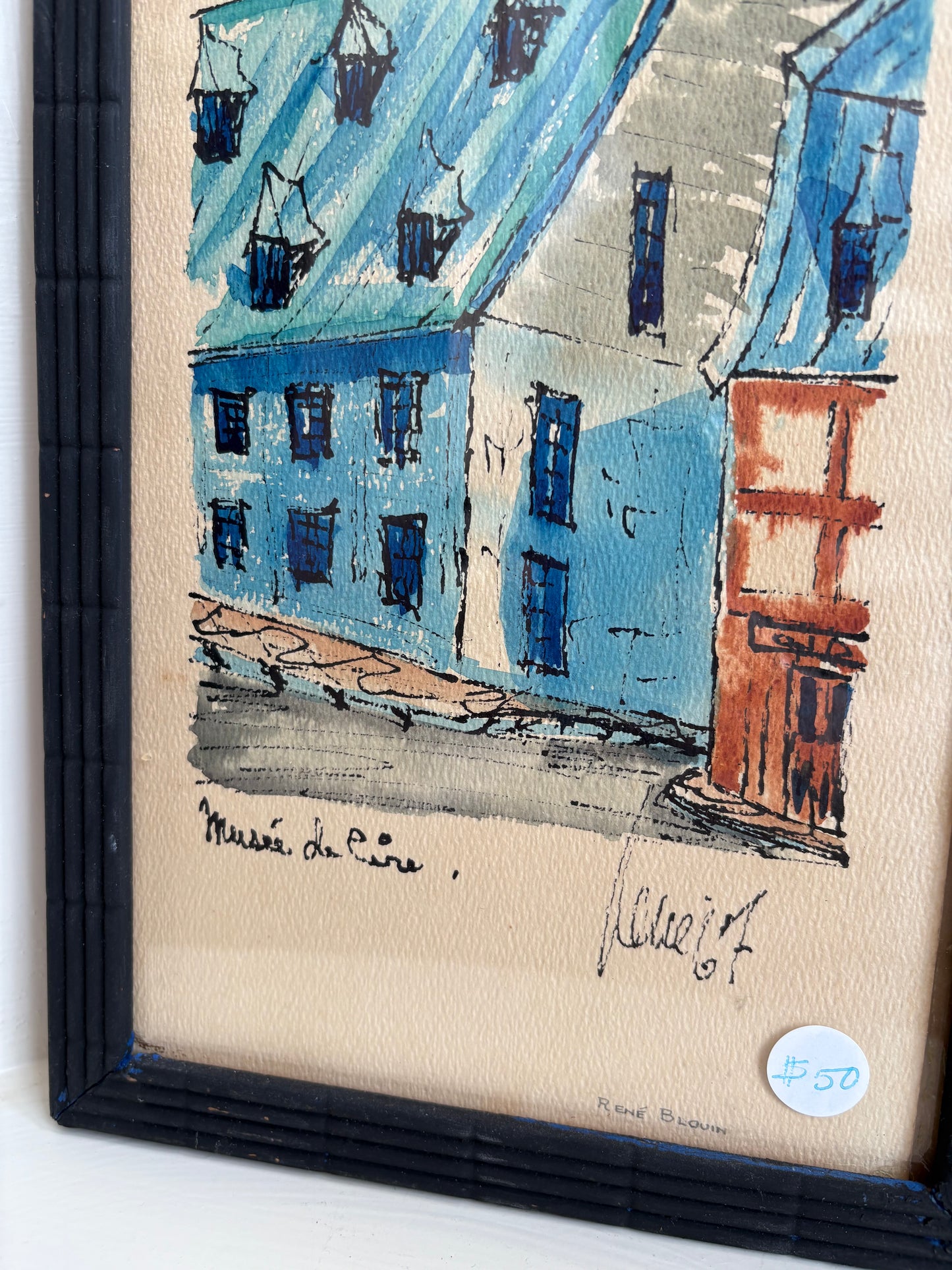 Pair of original paintings, Quebec Porte St. Louis,  Musee de Cire - signed, Galerie Rene Blouin