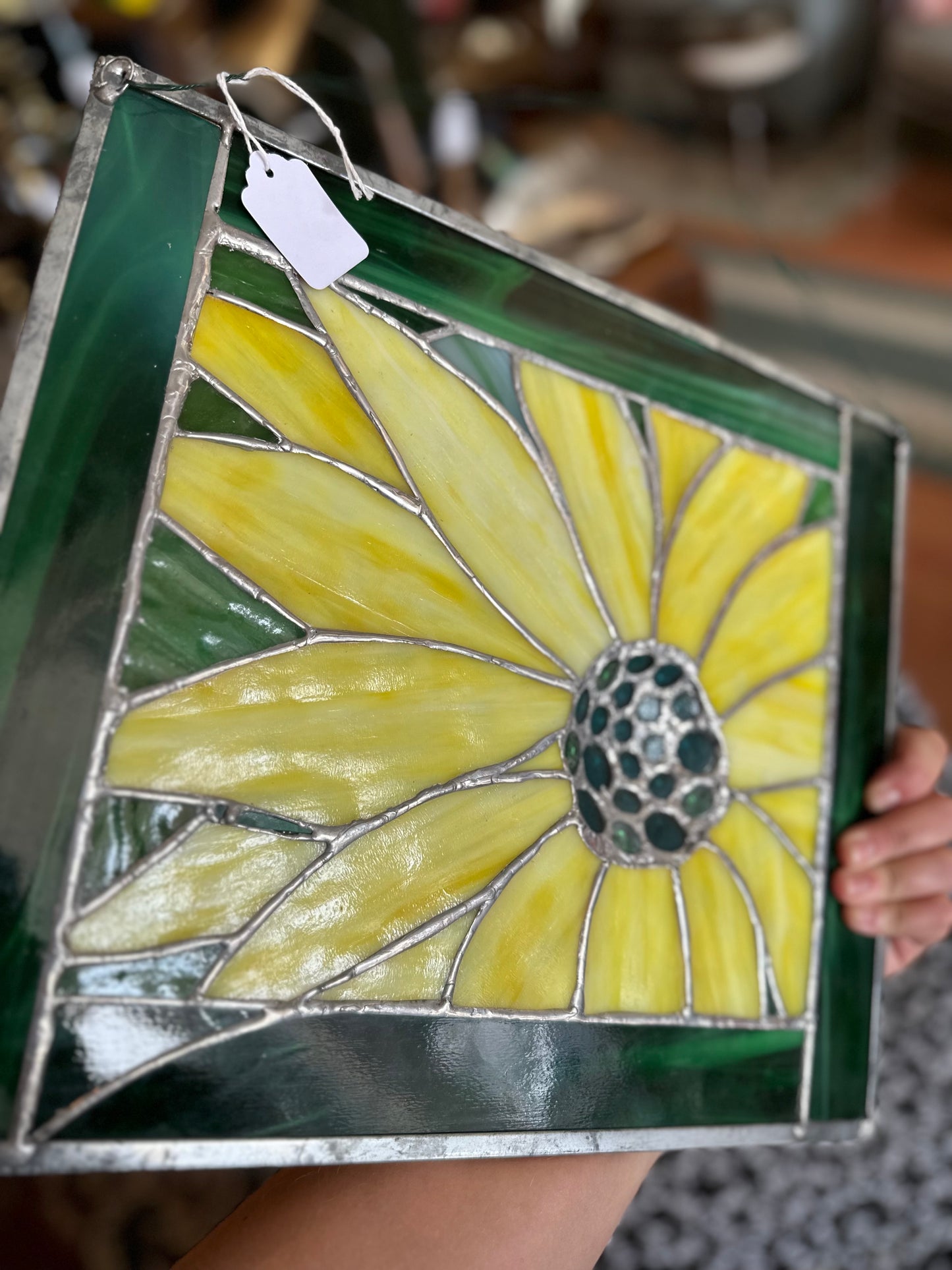 Handmade & signed 3D sunflower stained glass art