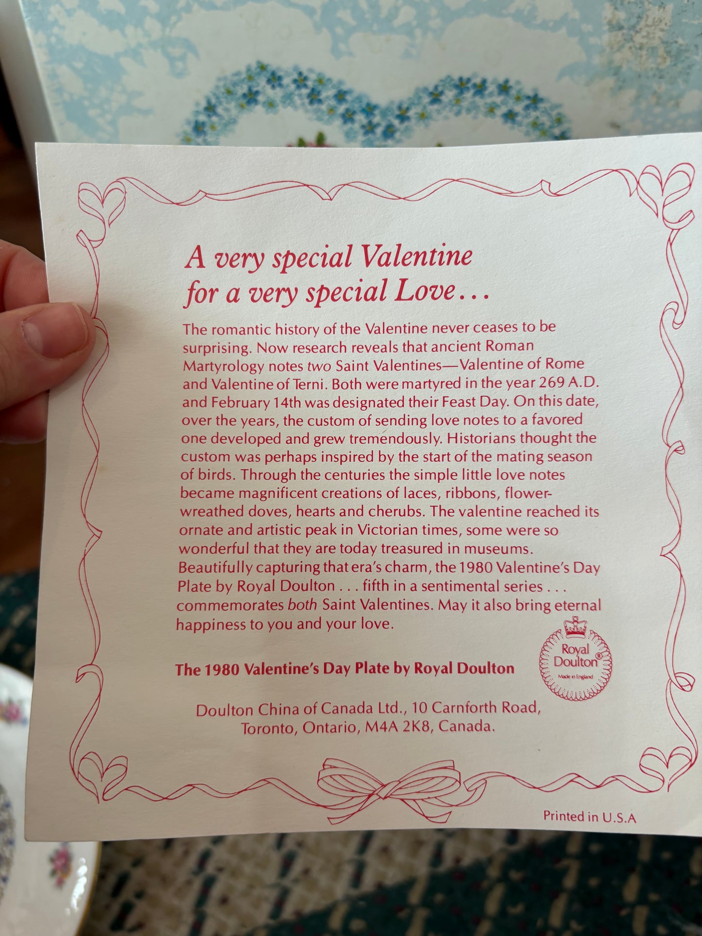 1980 Valentines Day Royal Doulton Plate