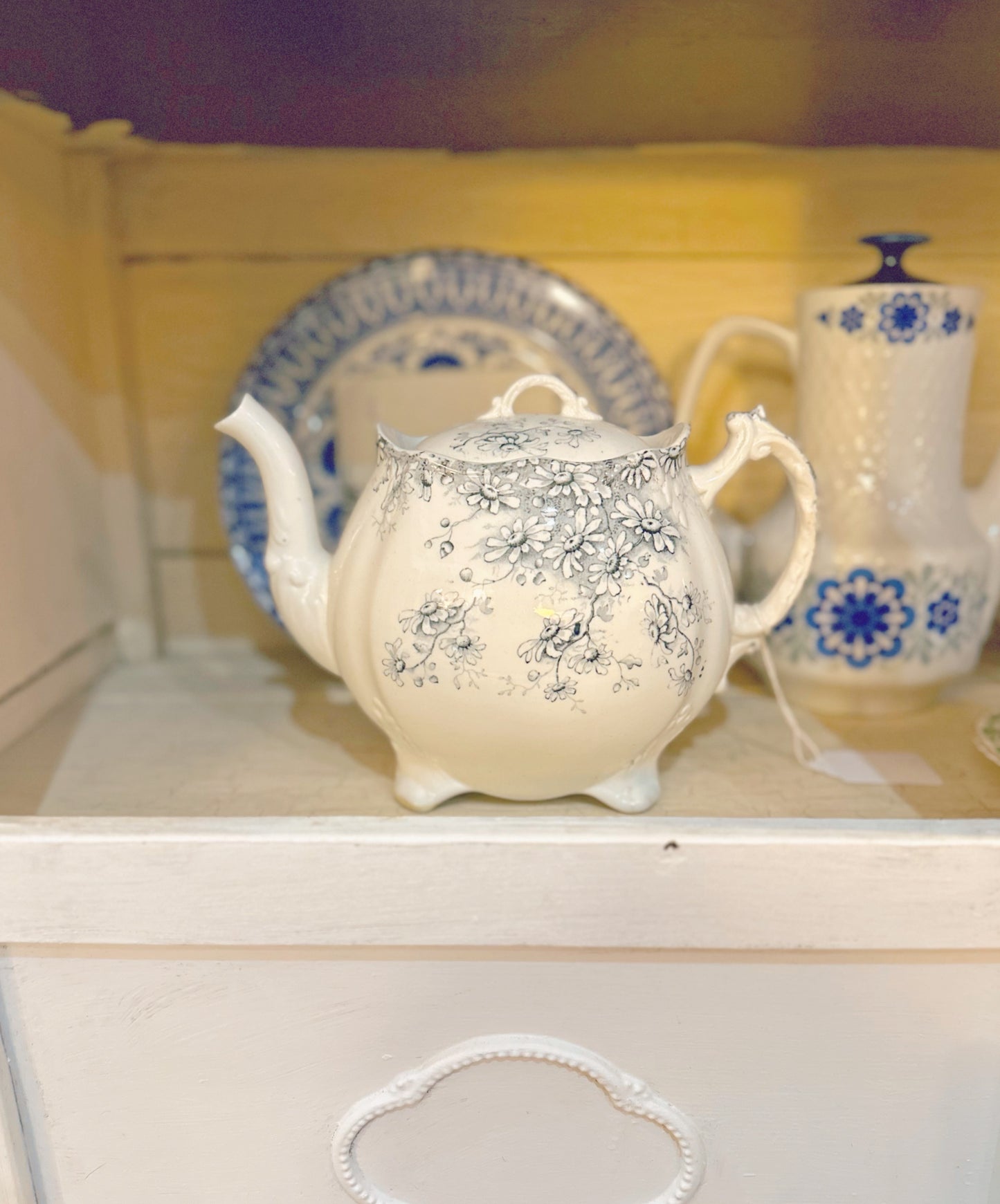 Stoke on Trent blue & white teapot - made in England