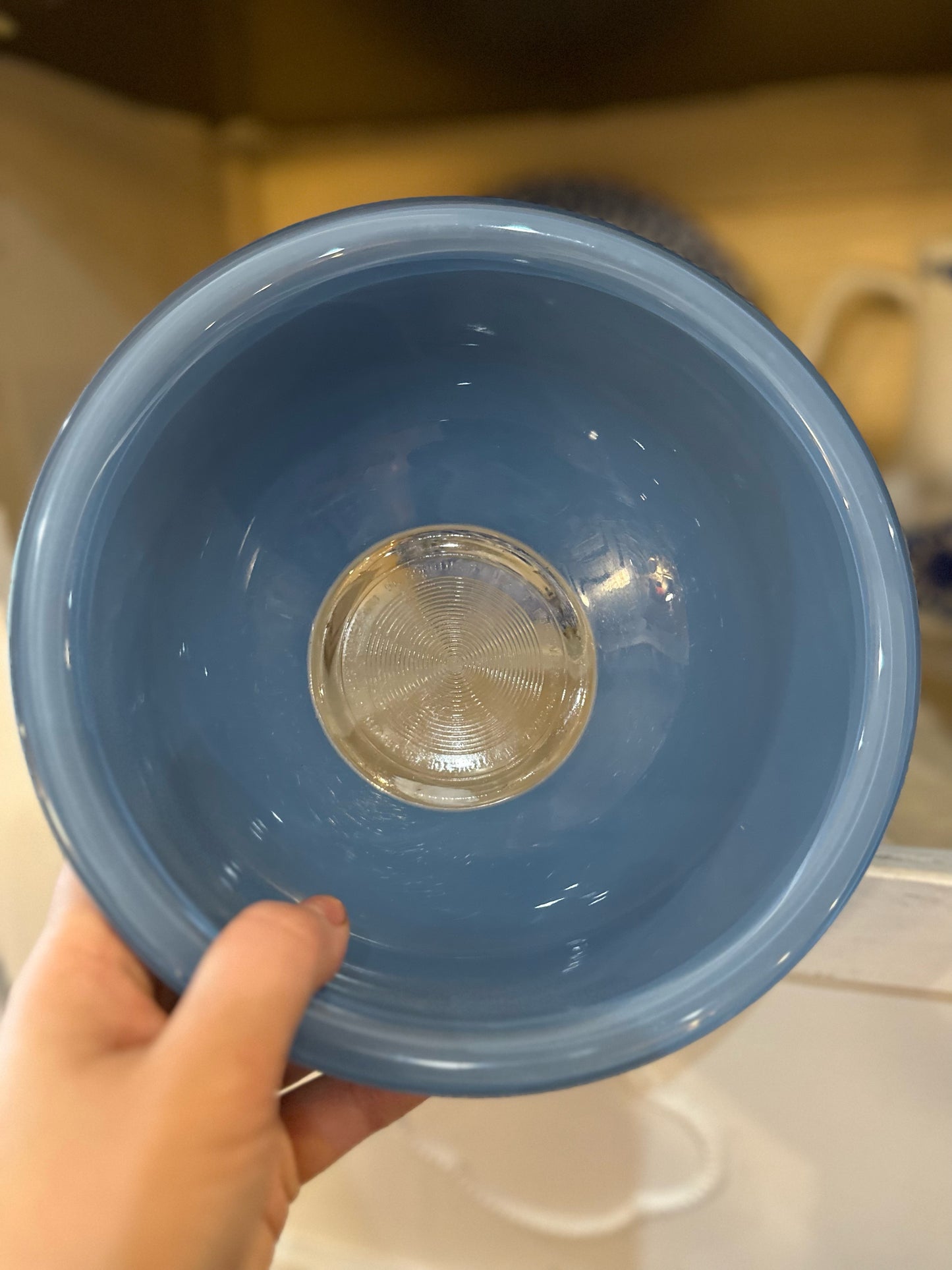 Medium blue Pyrex mixing bowl