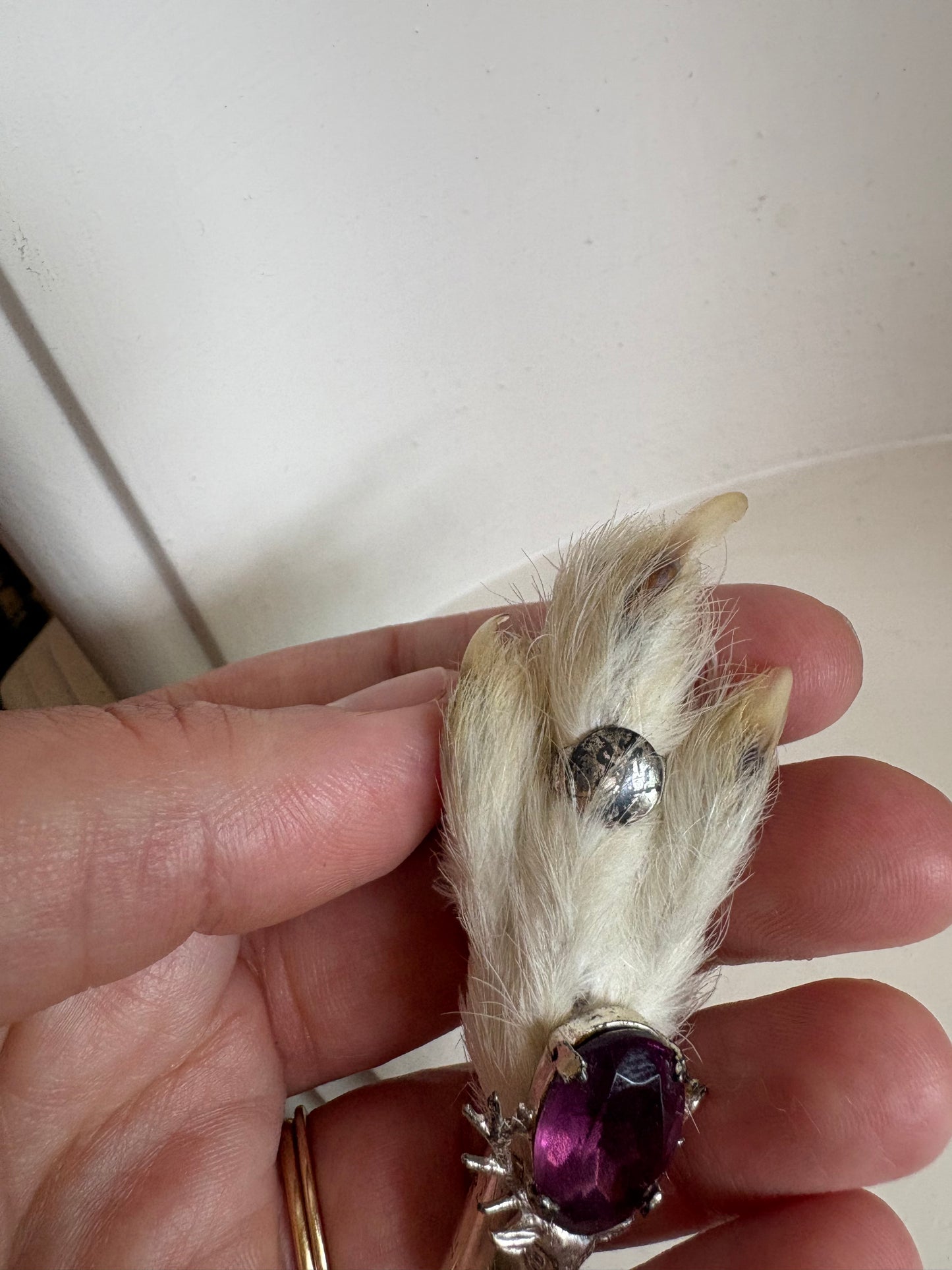 Brooch #5 - silver & Rabbit foot