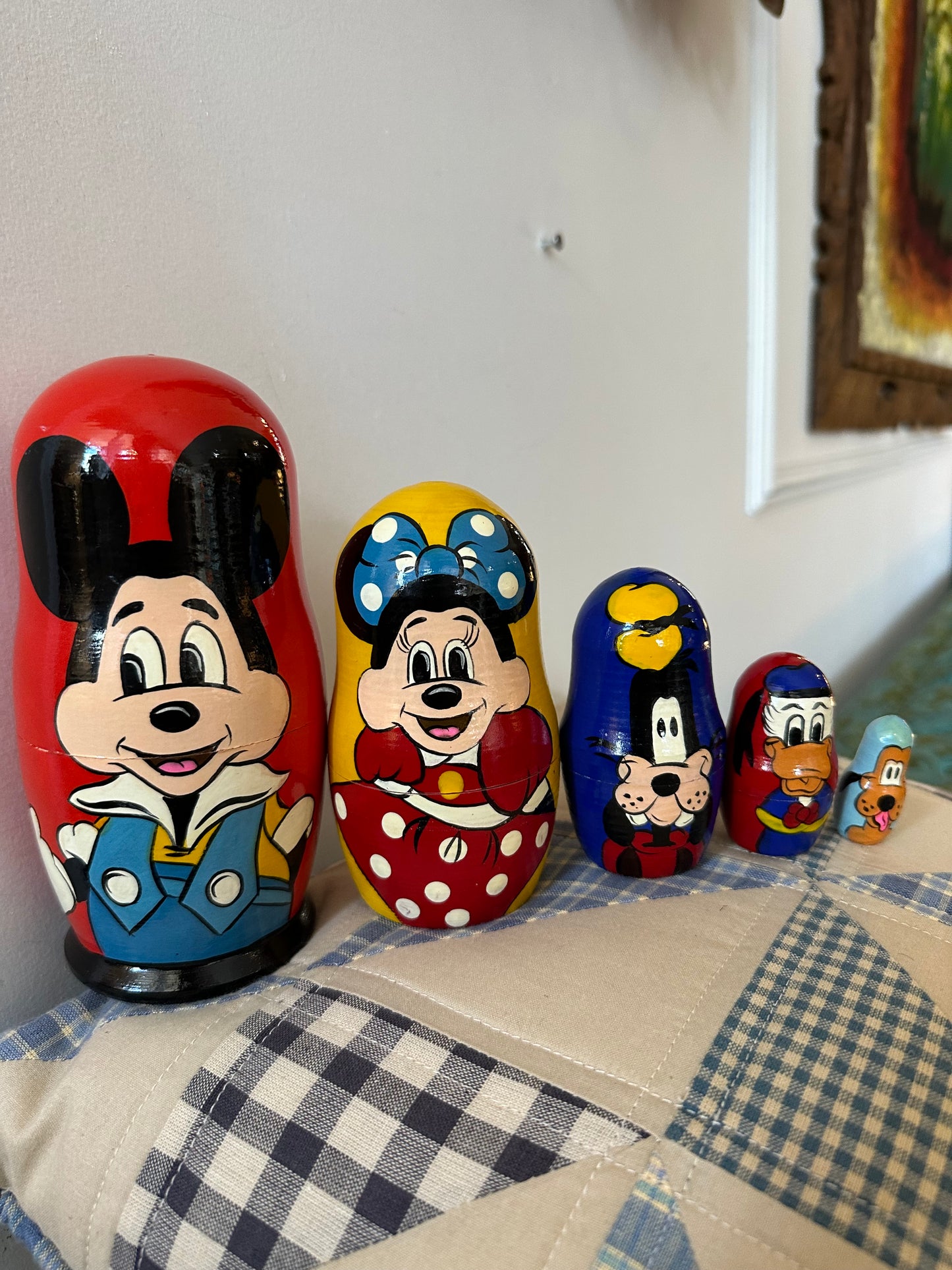 Hand painted vintage Mickey & Friends Nesting Dolls