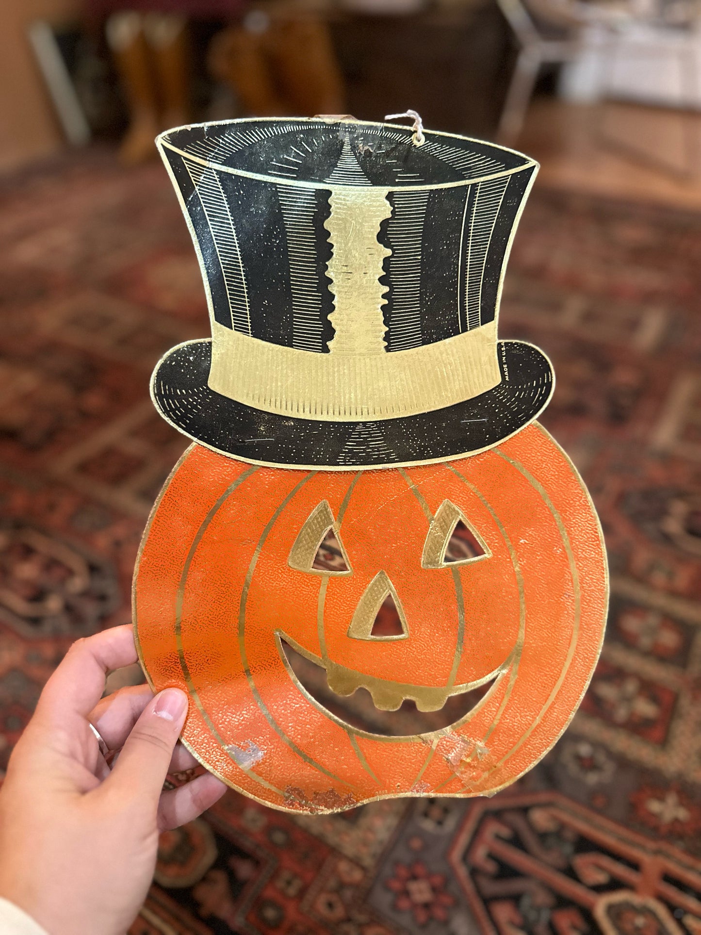 Vintage metallic pumpkin cutout