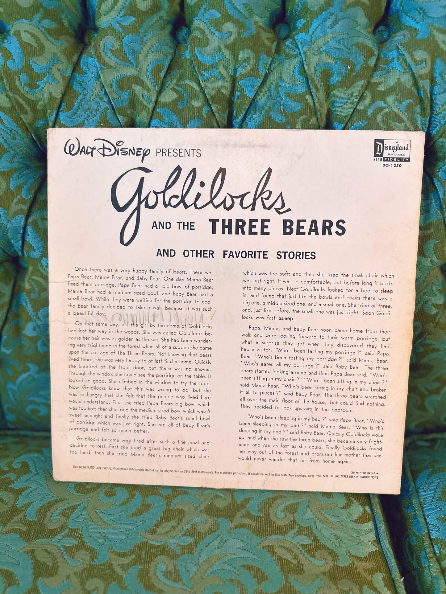 1963 Goldilocks and the Three Bears - Disneyland Record (1250)