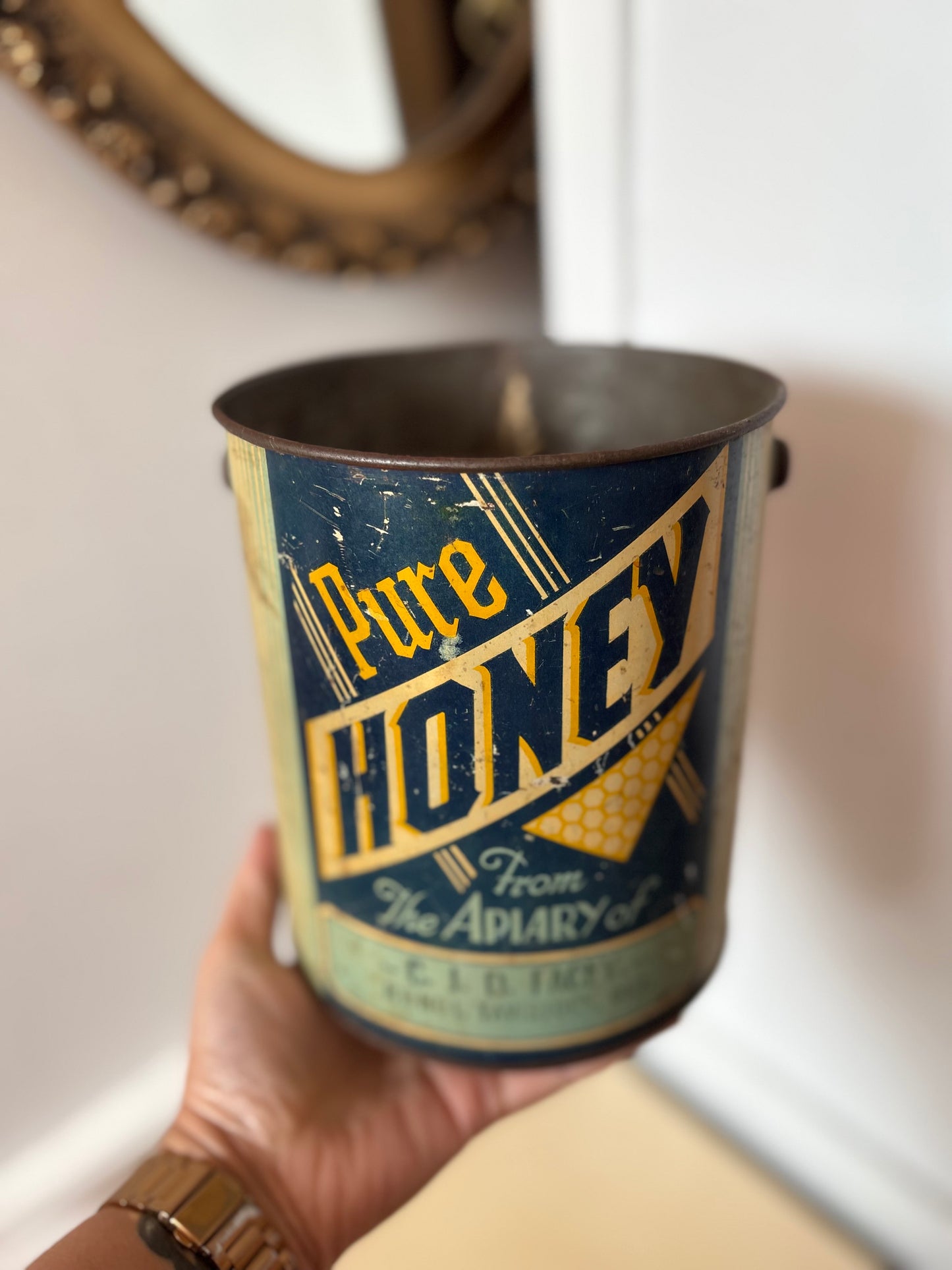 Large Pure Honey tin - 9lbs - C.J.D Facey