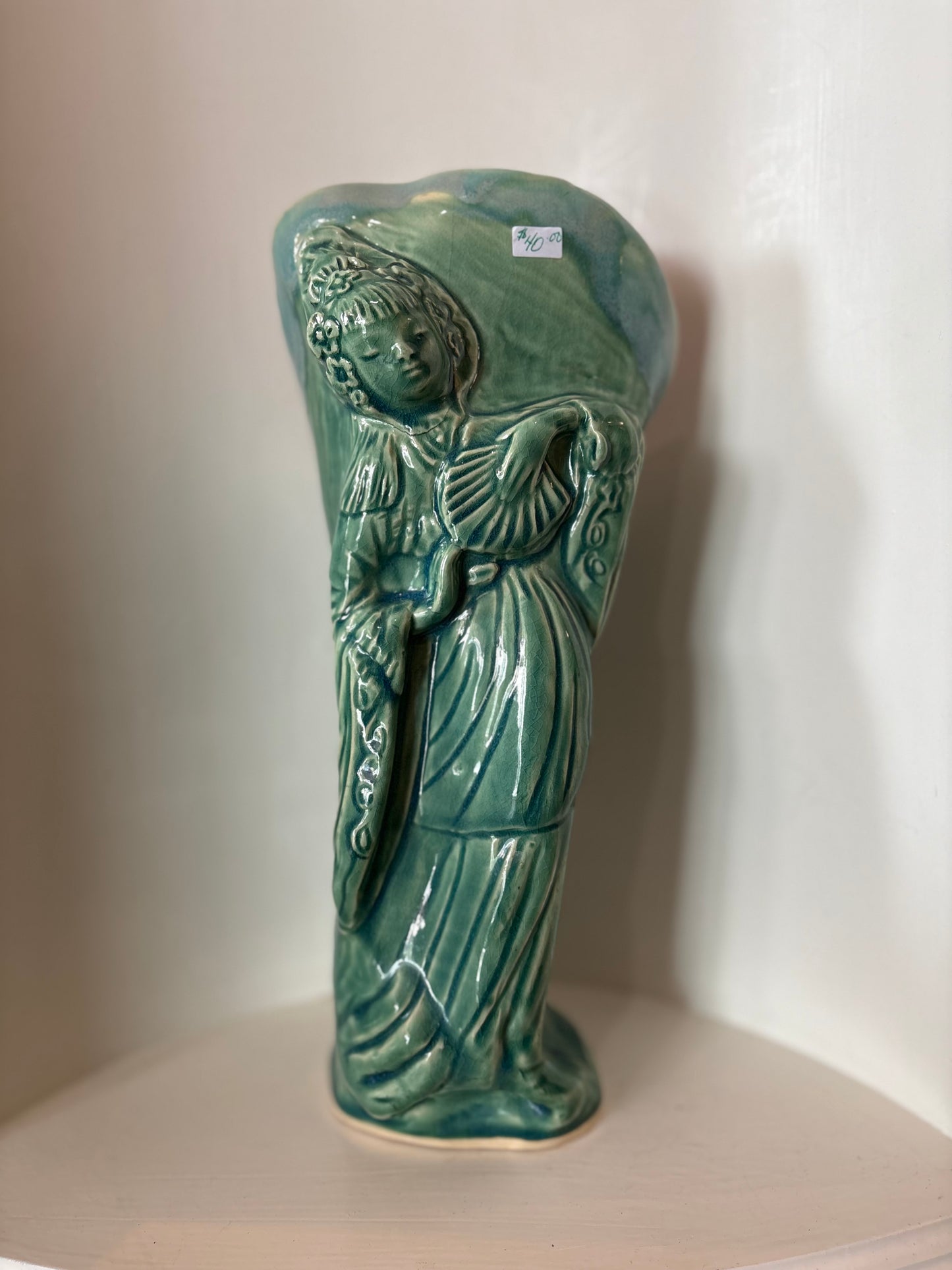 Clay pottery vase turquoise colour - marked Vancouver 94’