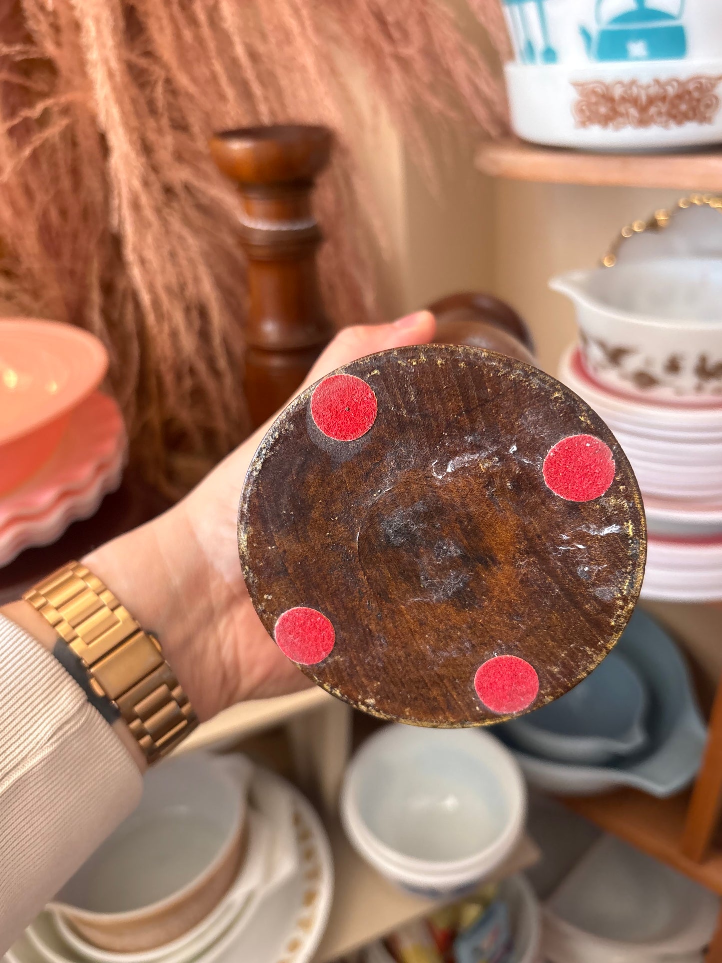Pair of Large handmade wooden candle holders