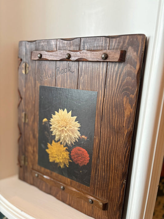 “My Scrapbook” mid century scrapbook with wood cover - never used