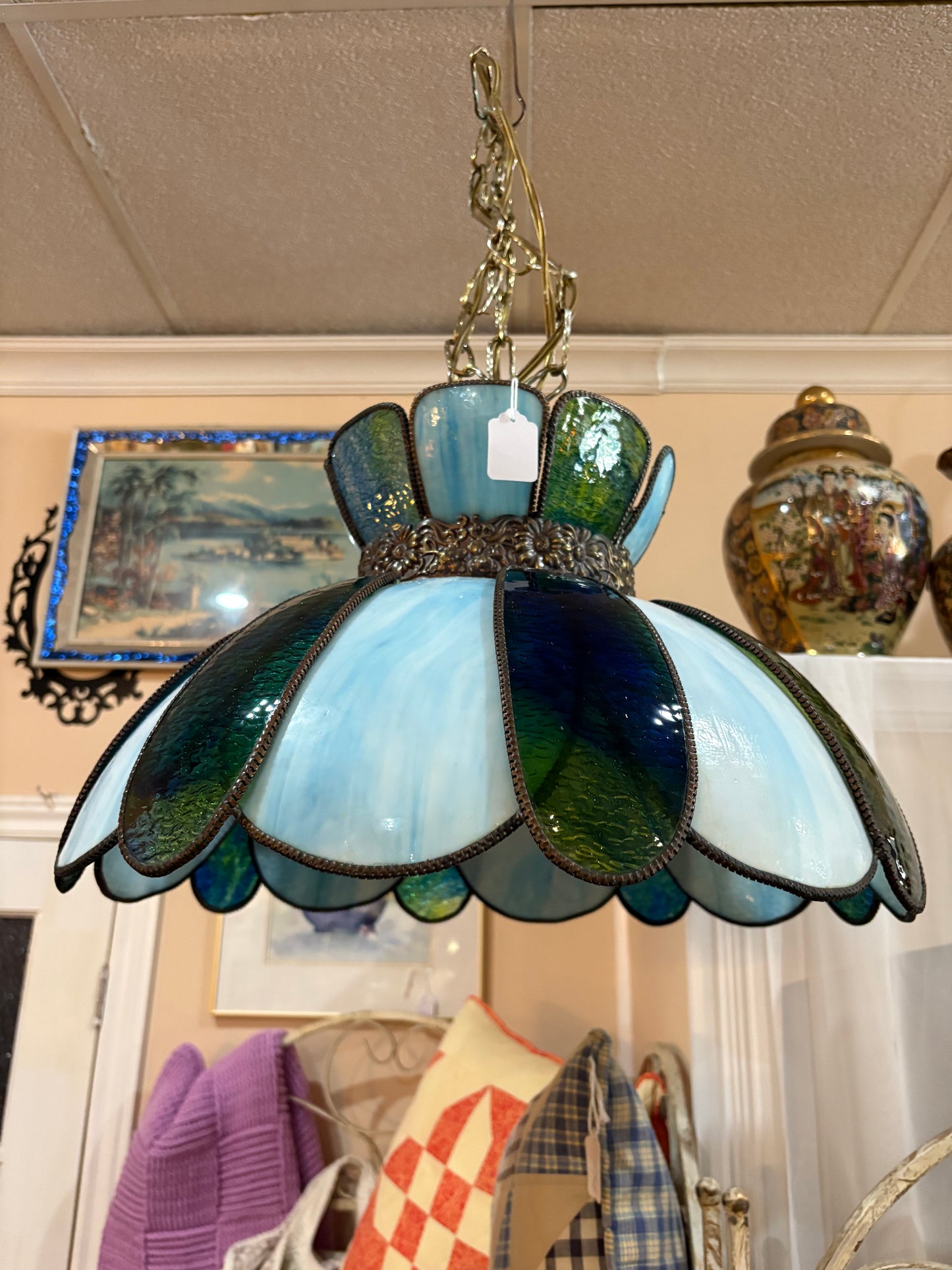 Stained Glass Lamp - Blue & Green