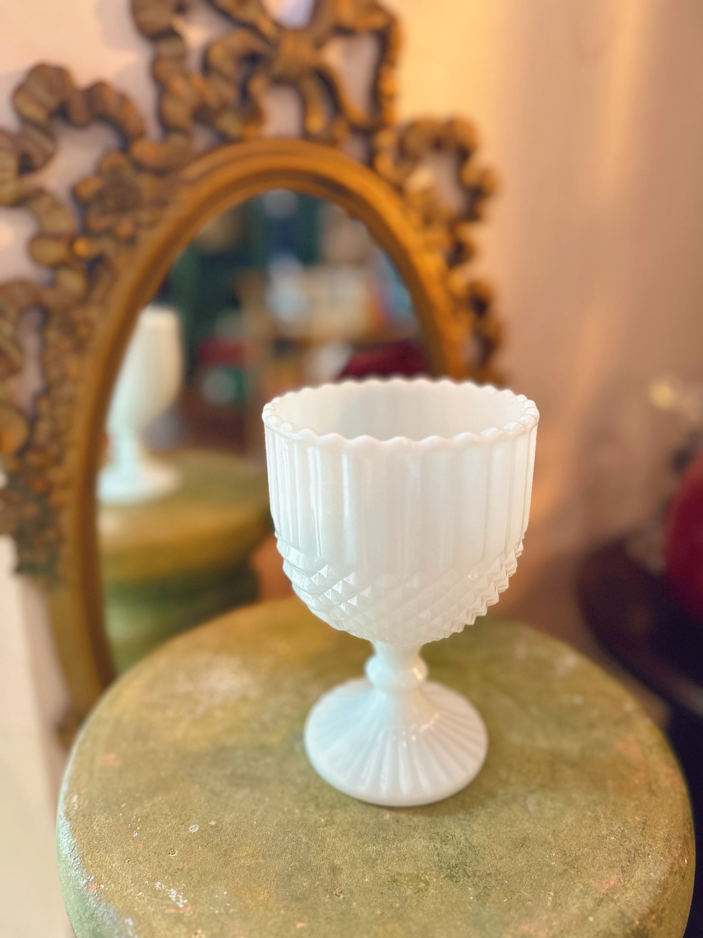 Milk Glass Pedestal Vase