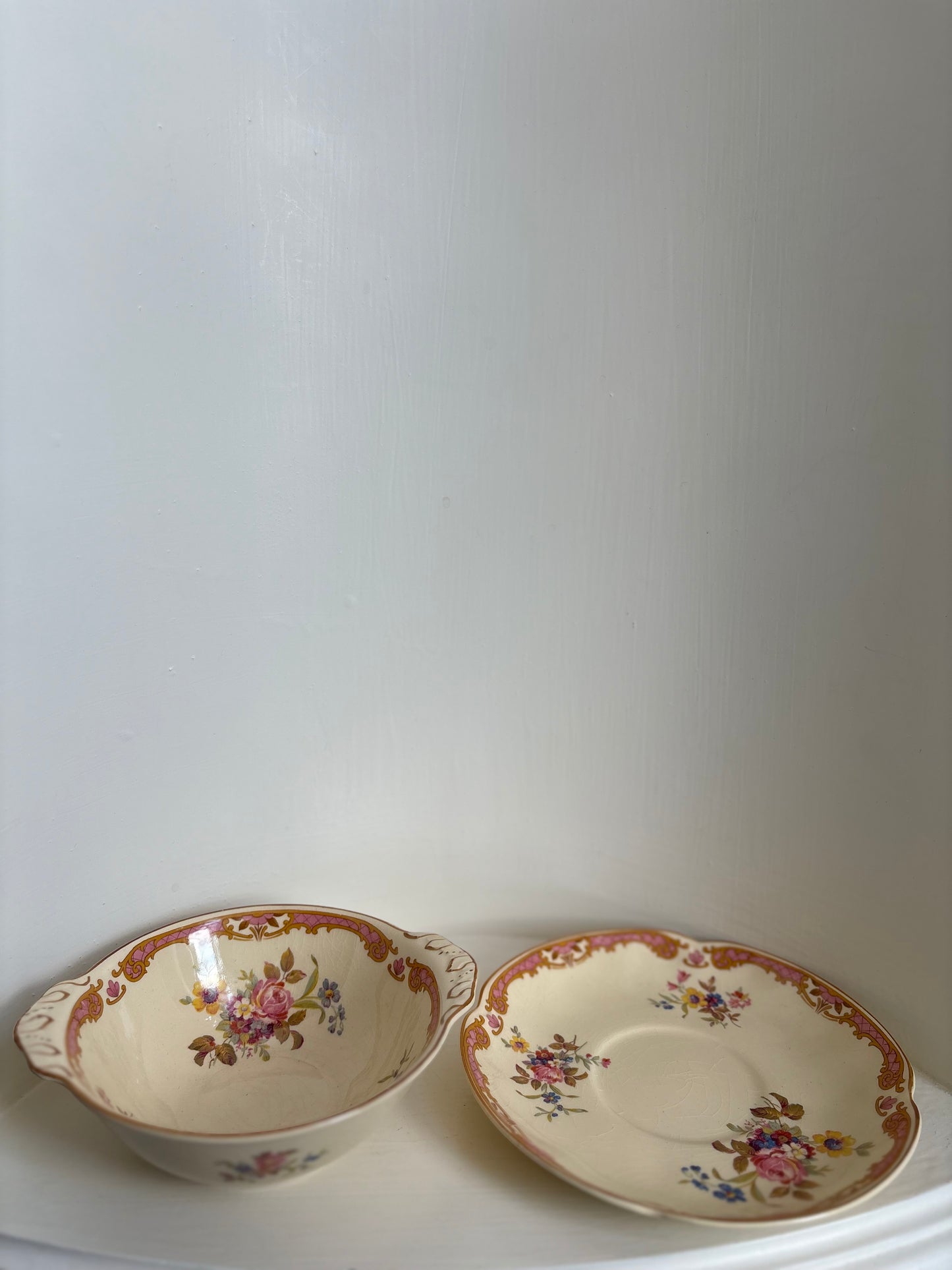 Victorian Johnson Bros England Serving Set - Bowl & Saucer