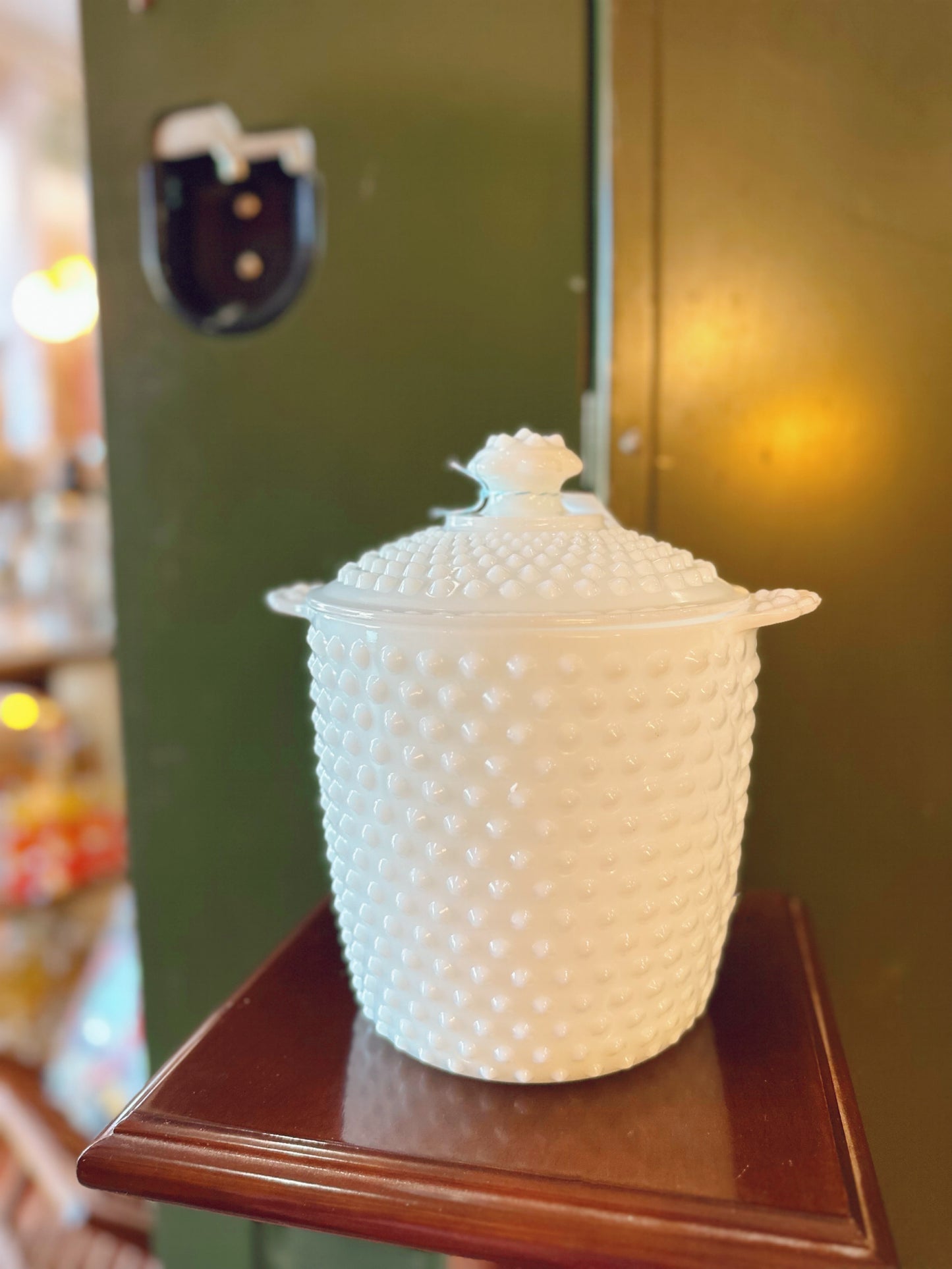 Hobnail Milk Glass Cookie Jar - Anchor Hocking