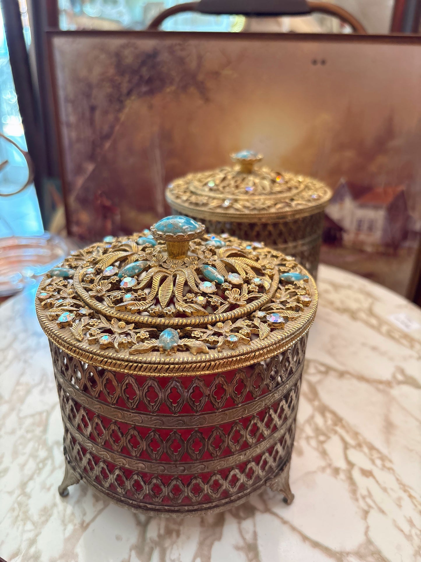 Hollywood Regency large Round trinket dish
