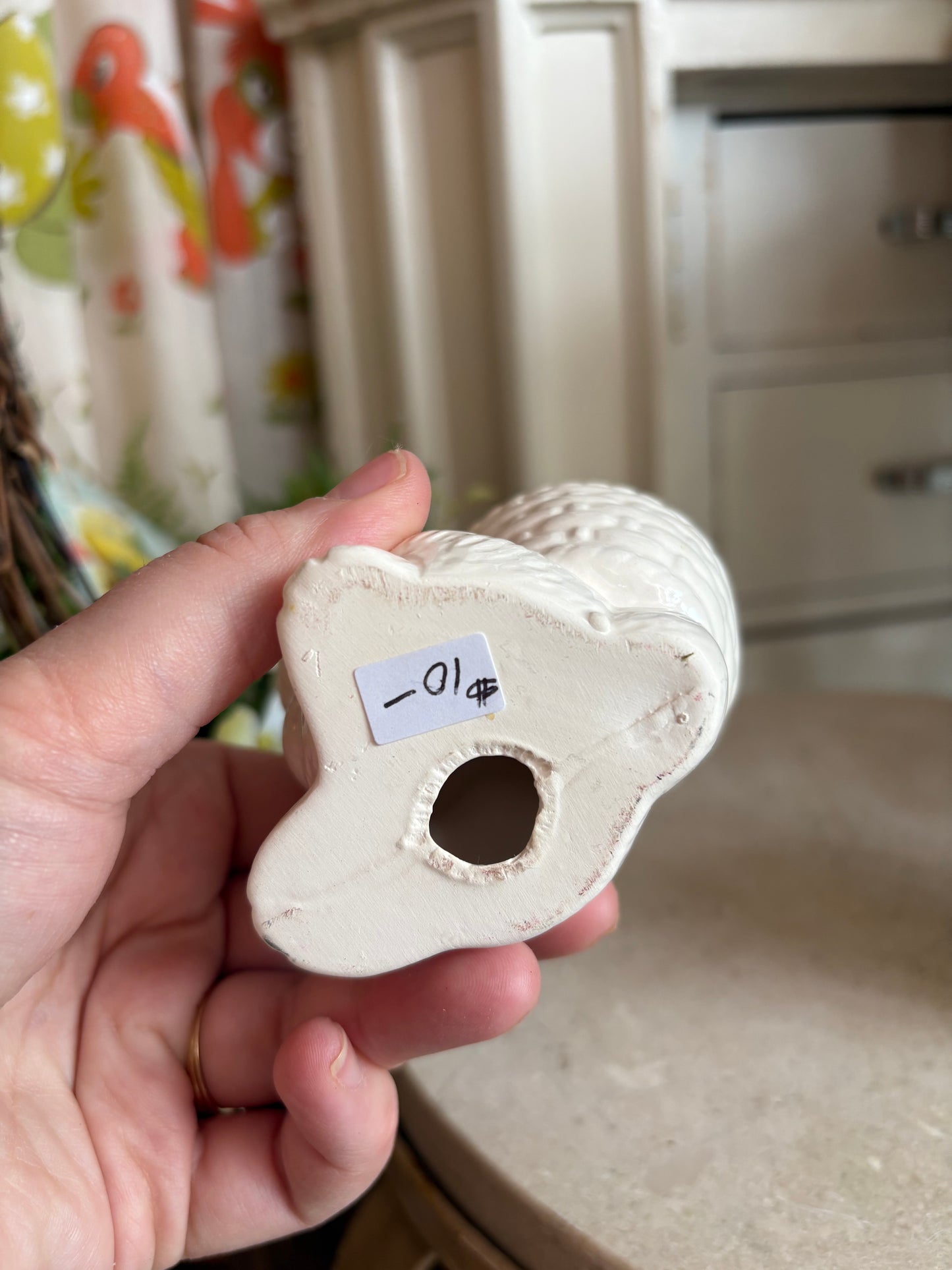 White ceramic bunny egg cup