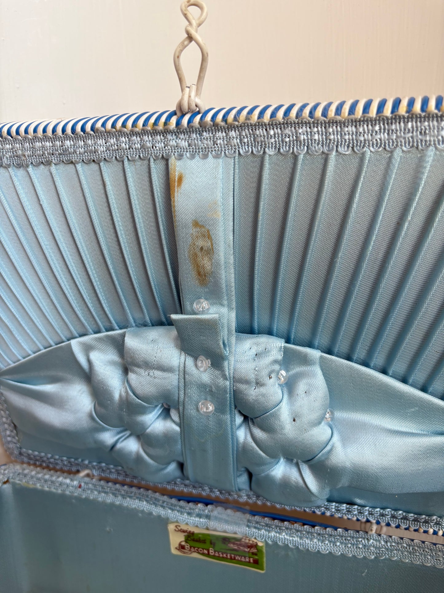 Blue and white sewing box