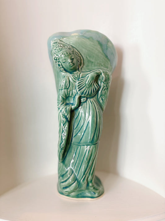 Clay pottery vase turquoise colour - marked Vancouver 94’