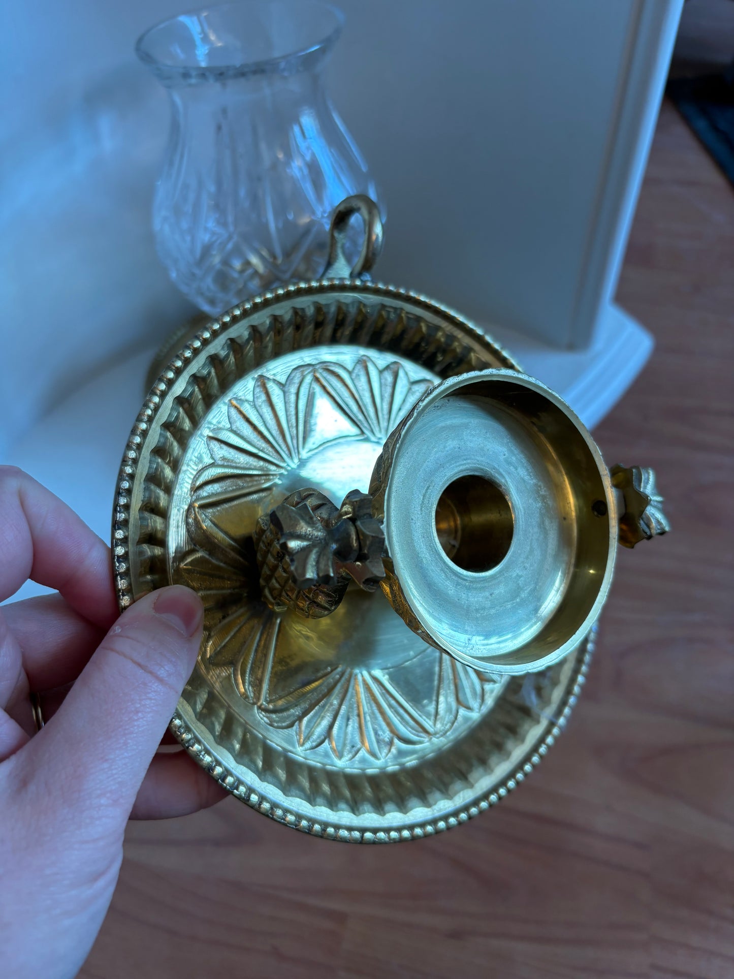 Rotating Sconce to Candlestick (Brass & Crystal)