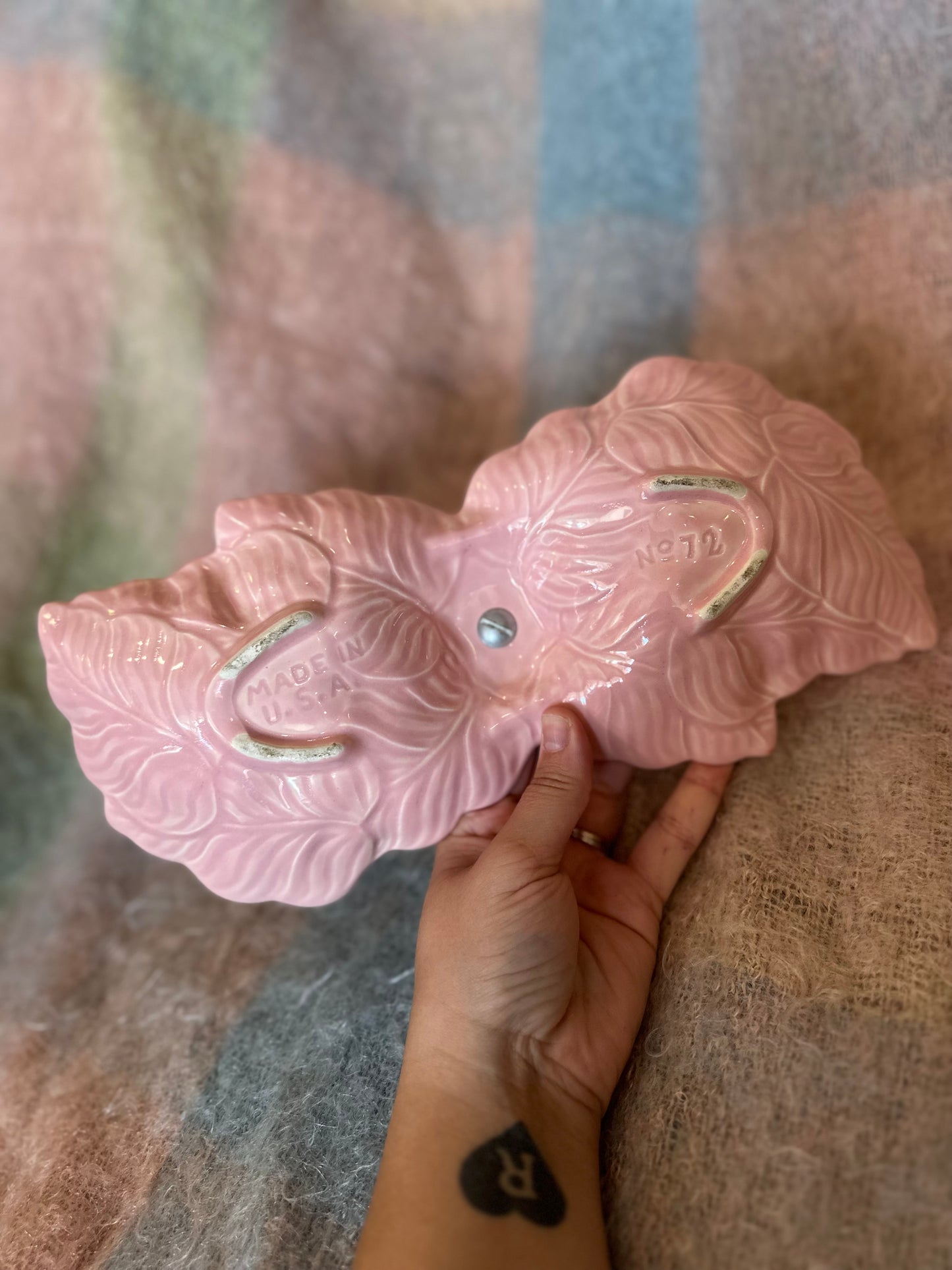 Made in USA pink leaf tray