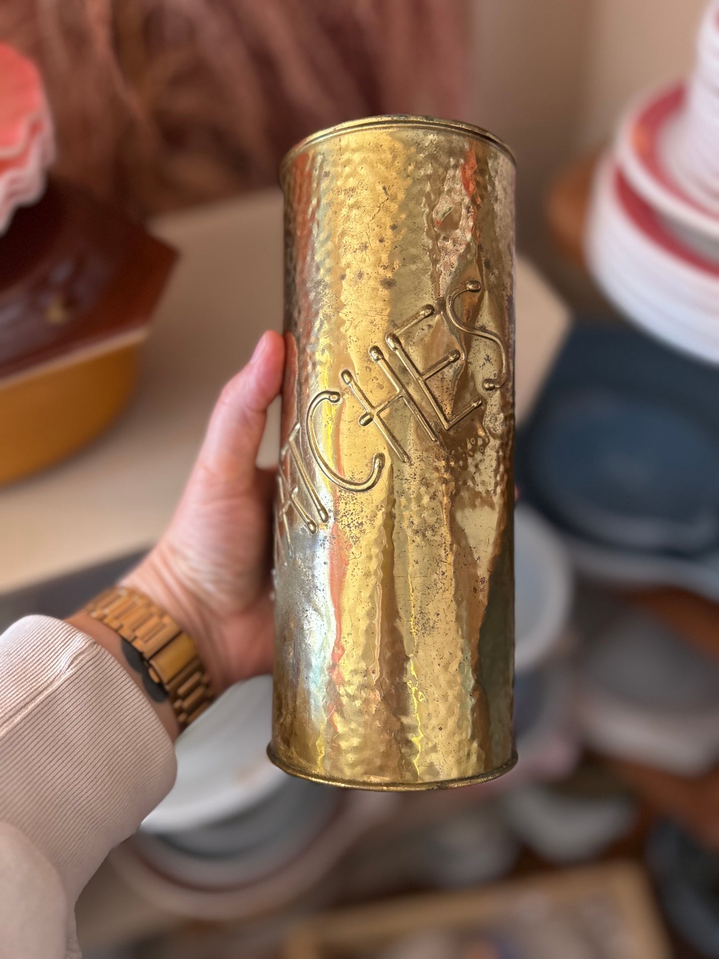 Lombard Brass Tall Matches Holder -  made in England