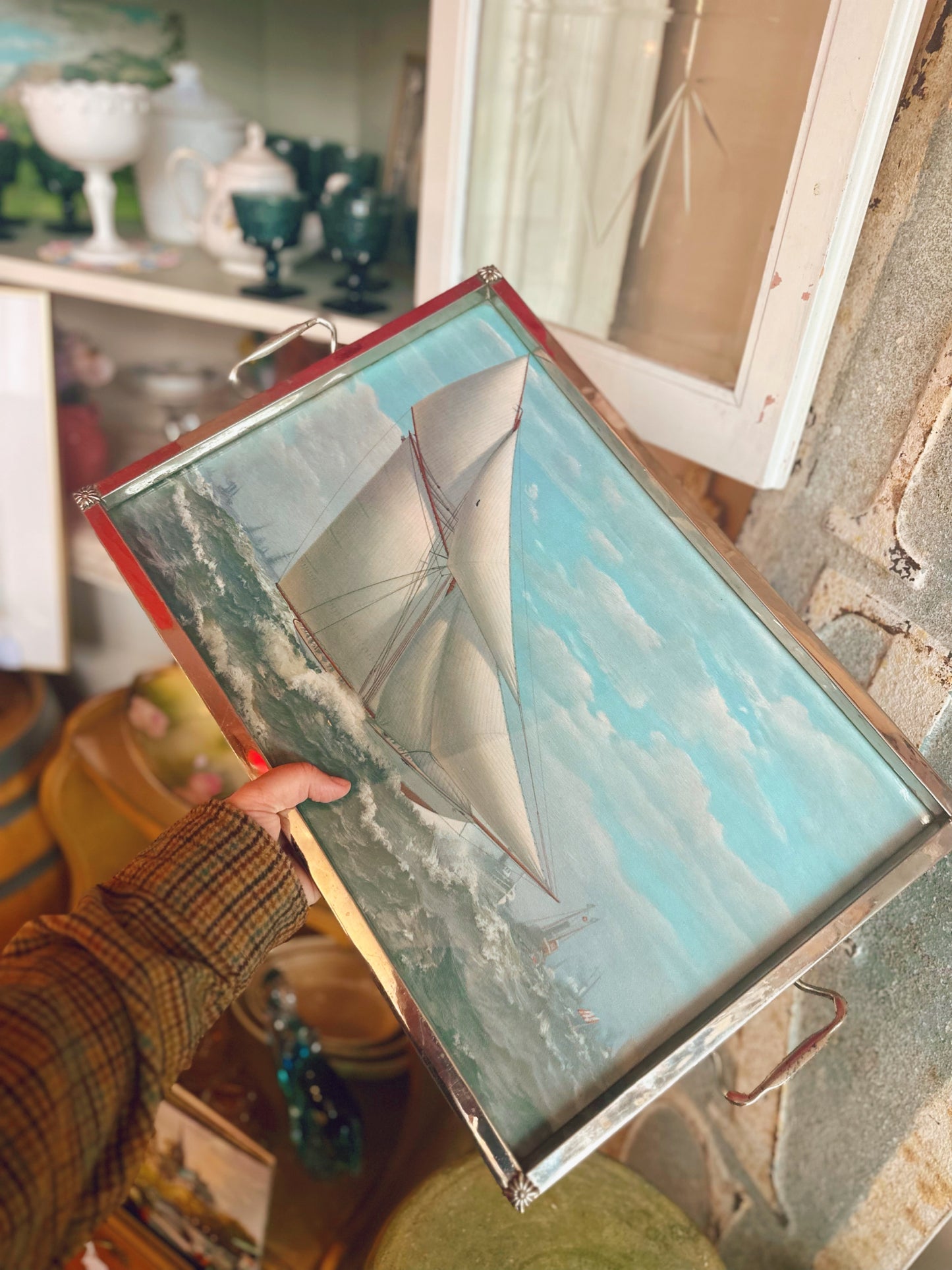 Silver Plate Ship Tray