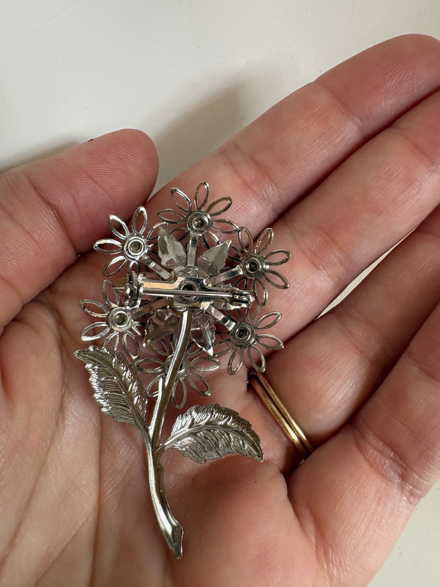 Brooch #9 - blue & silver flower
