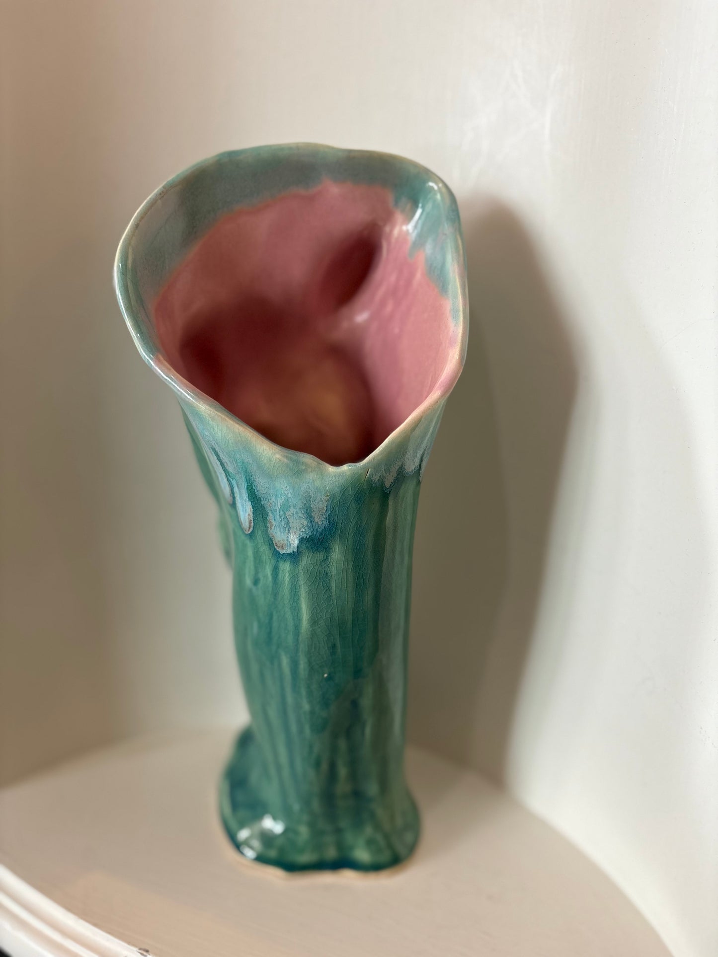 Clay pottery vase turquoise colour - marked Vancouver 94’