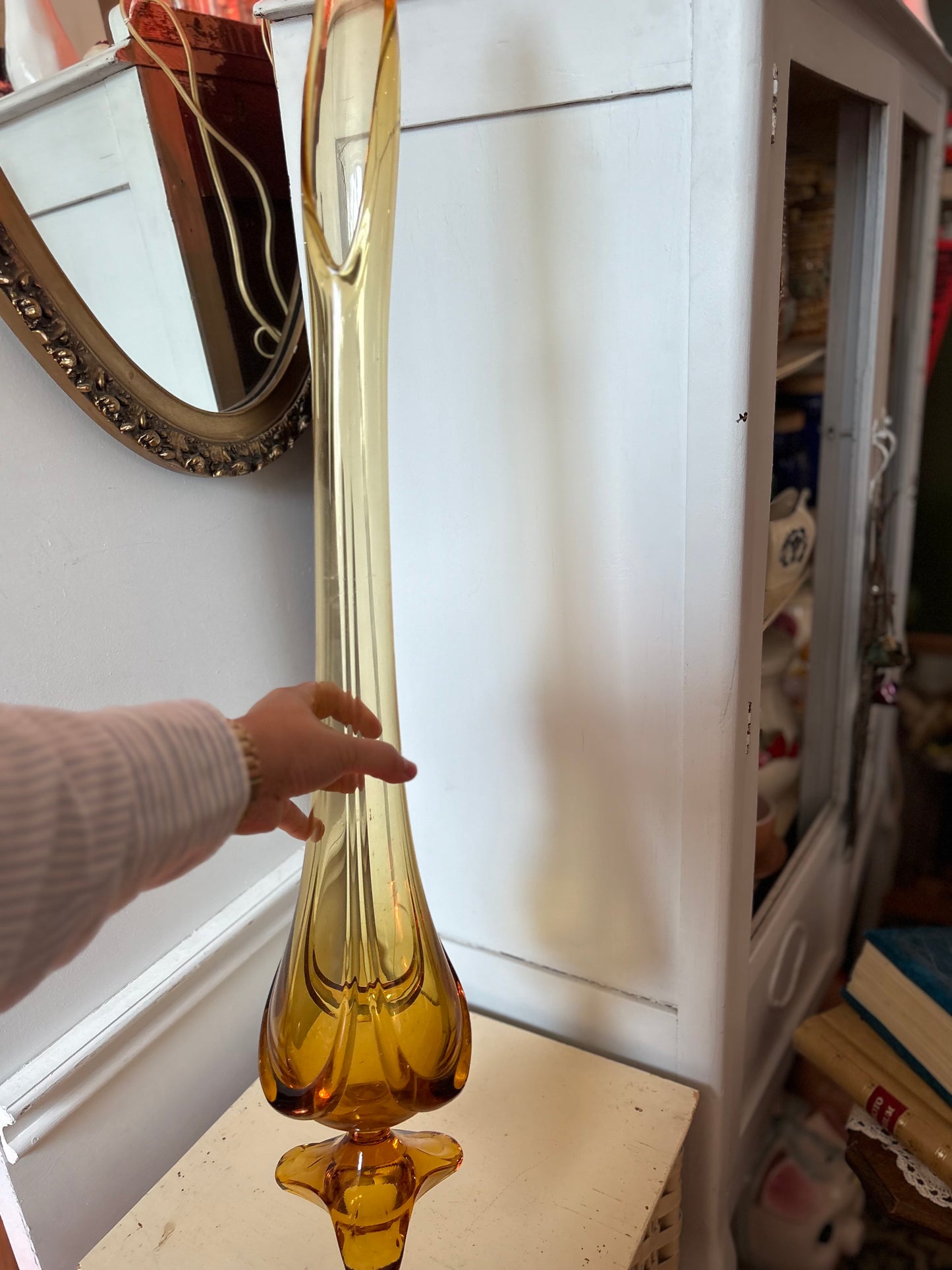 31 1/2 inch tall Amber Swing Vase
