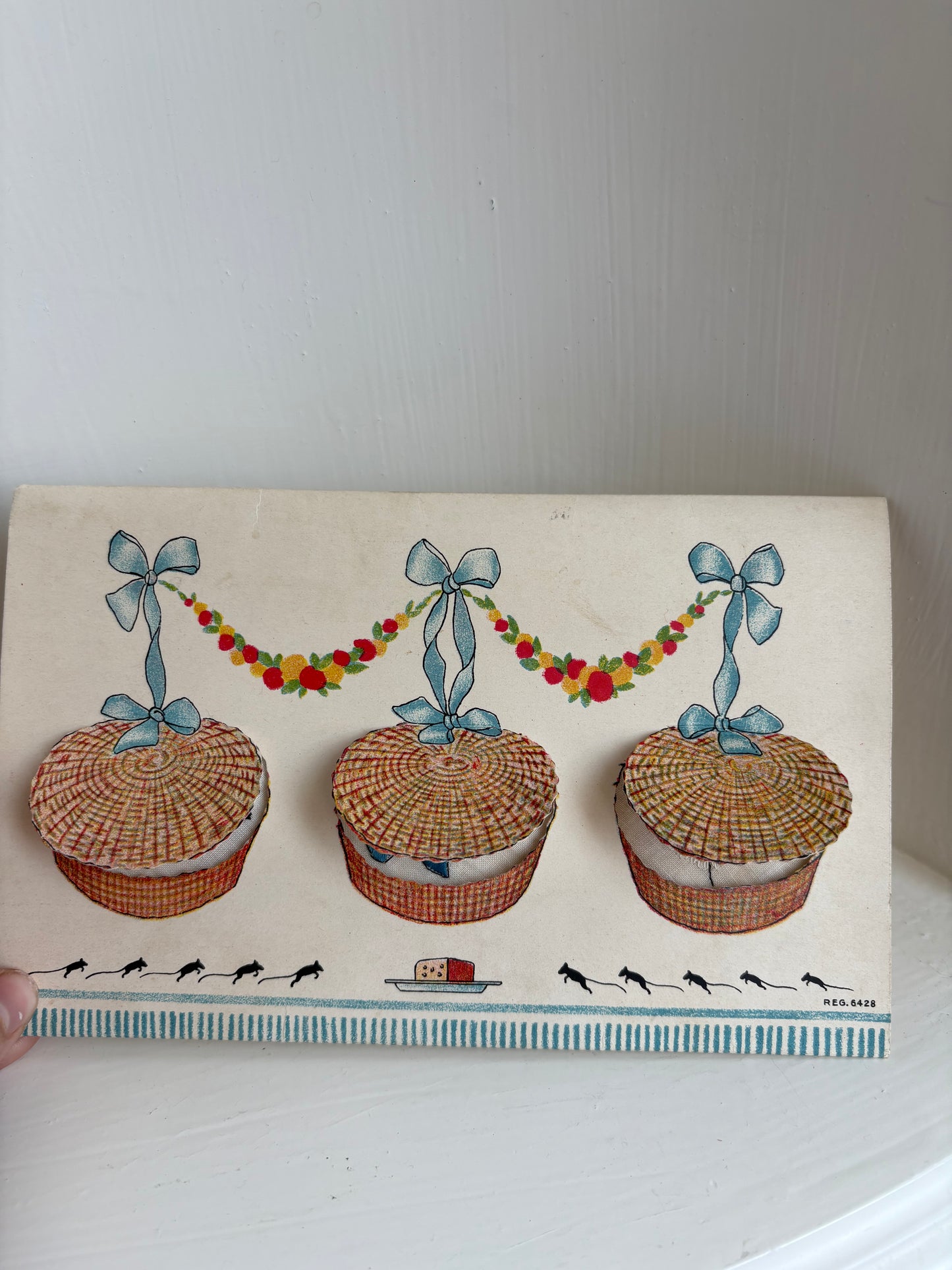 Cats in baskets handkerchief set - made in Austria