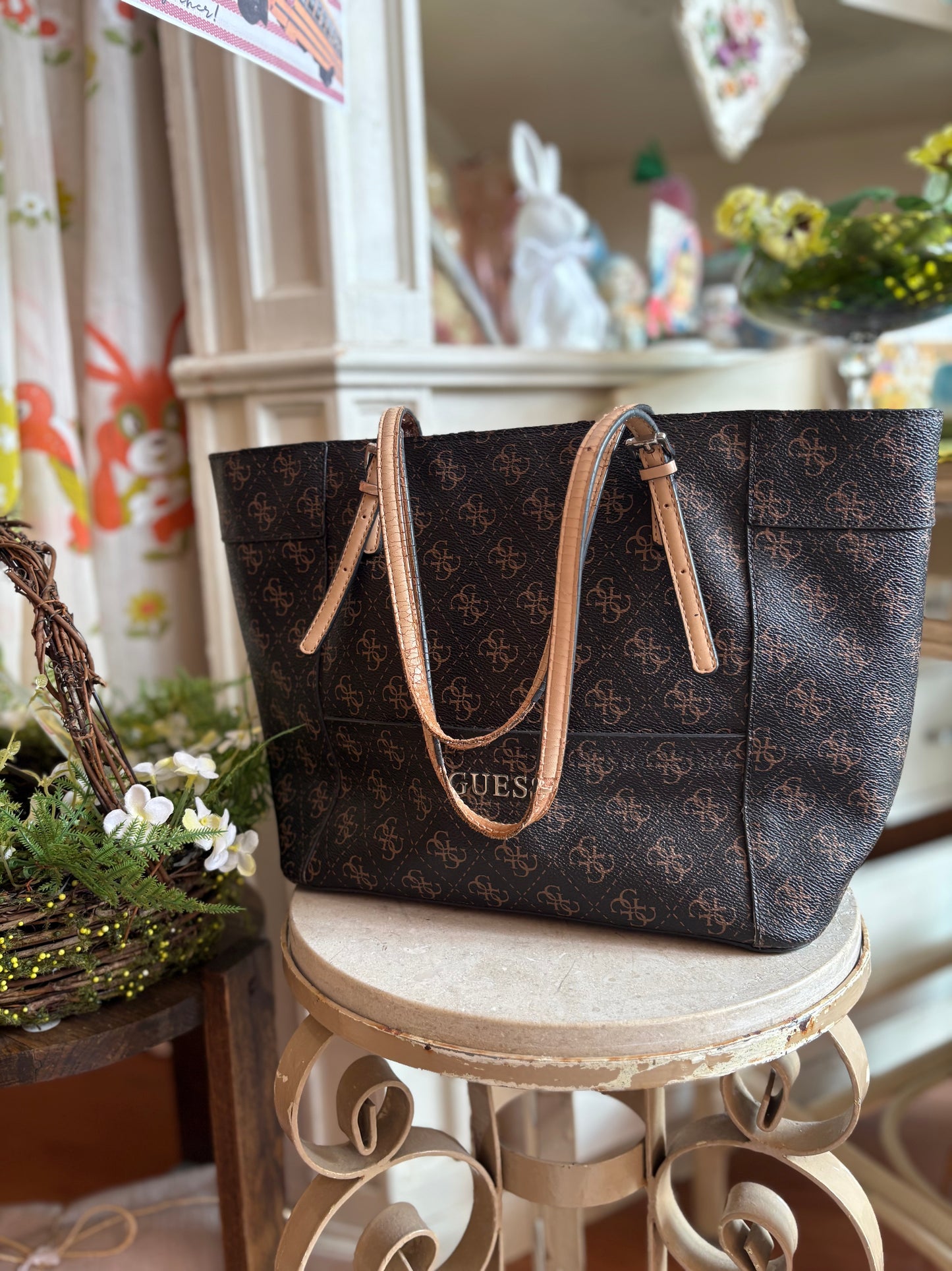 Brown Guess Purse - Quattro G Logo