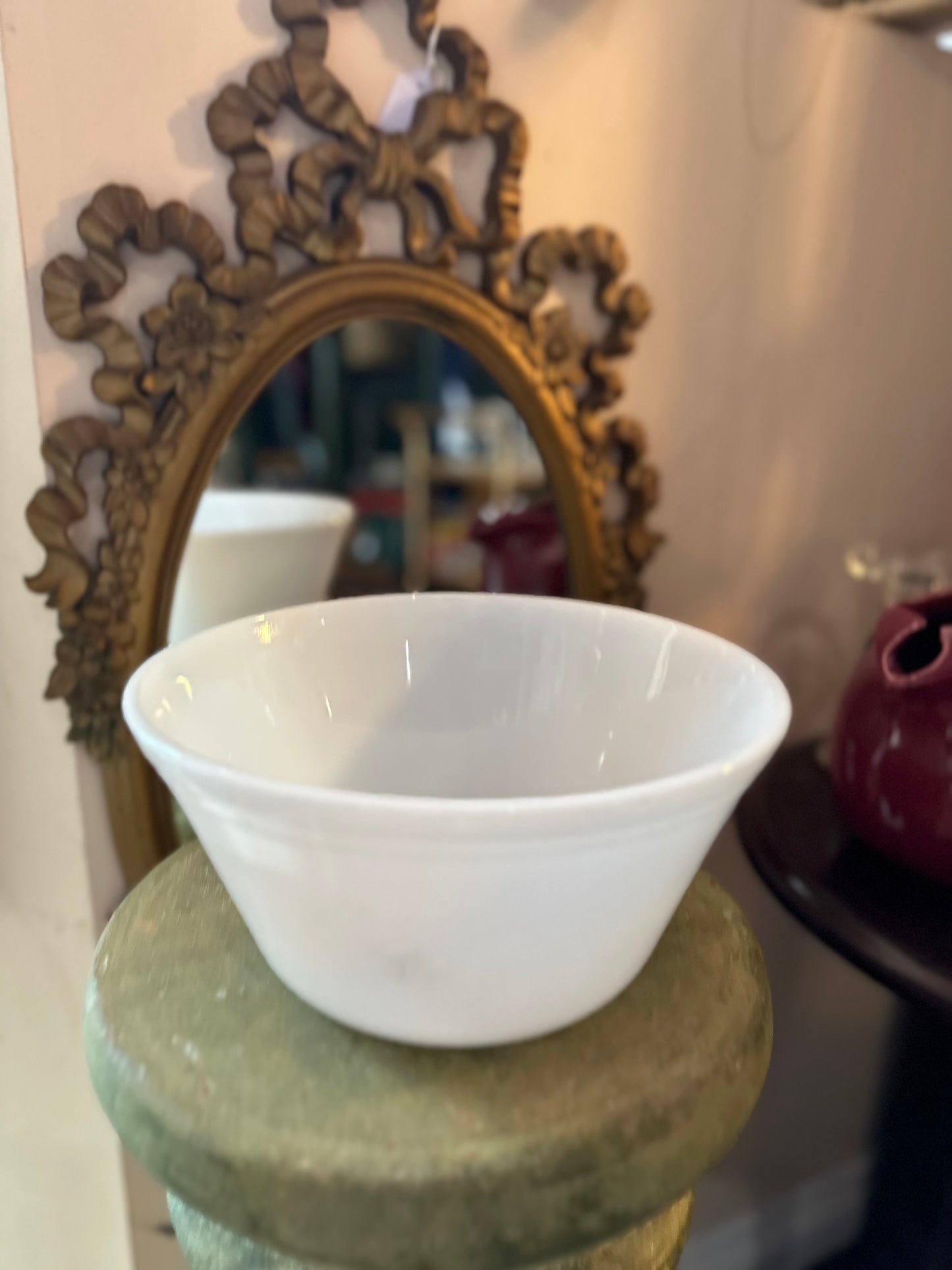 Federal glass white double band mixing bowls