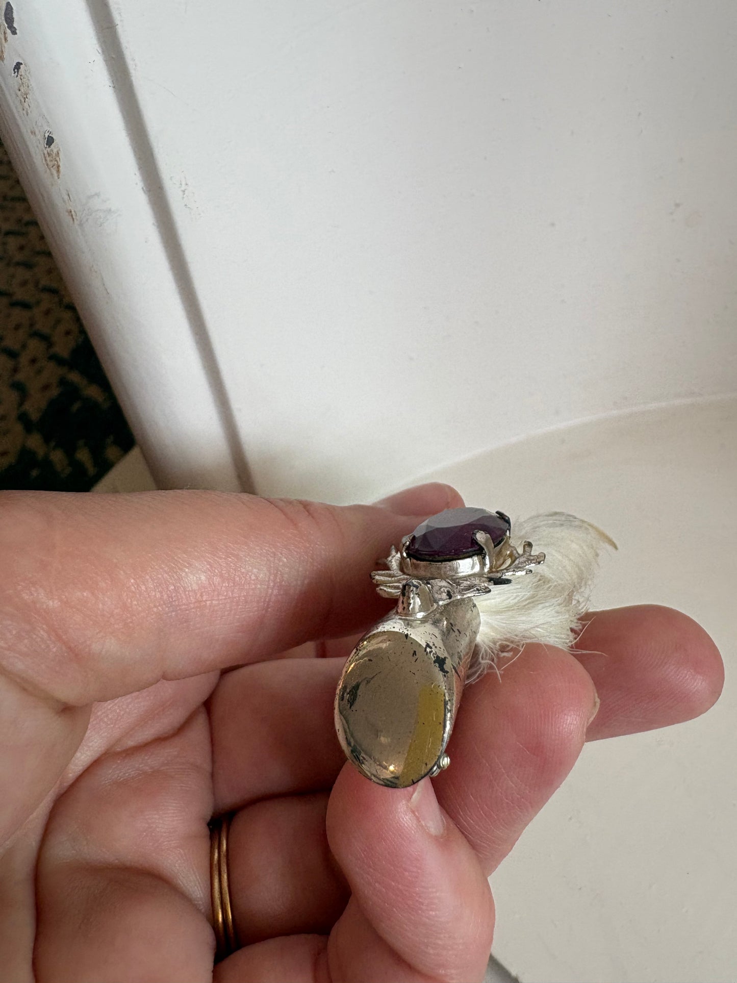 Brooch #5 - silver & Rabbit foot