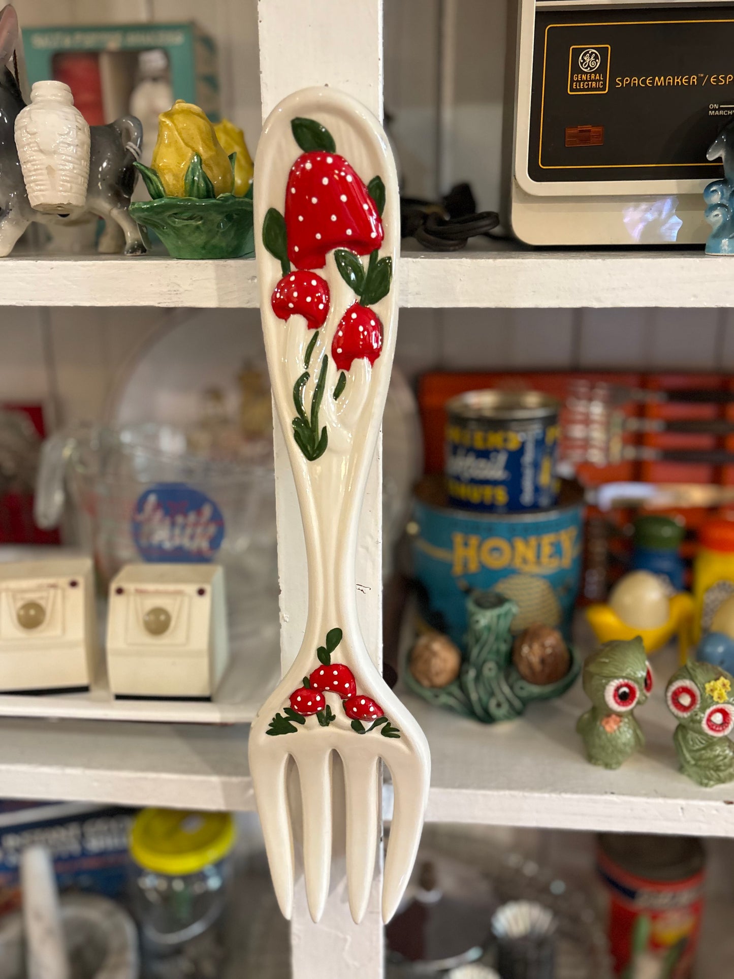 Ceramic wall hanging oversized mushroom spoon & form