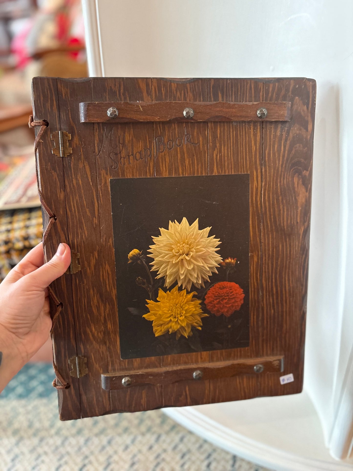 “My Scrapbook” mid century scrapbook with wood cover - never used
