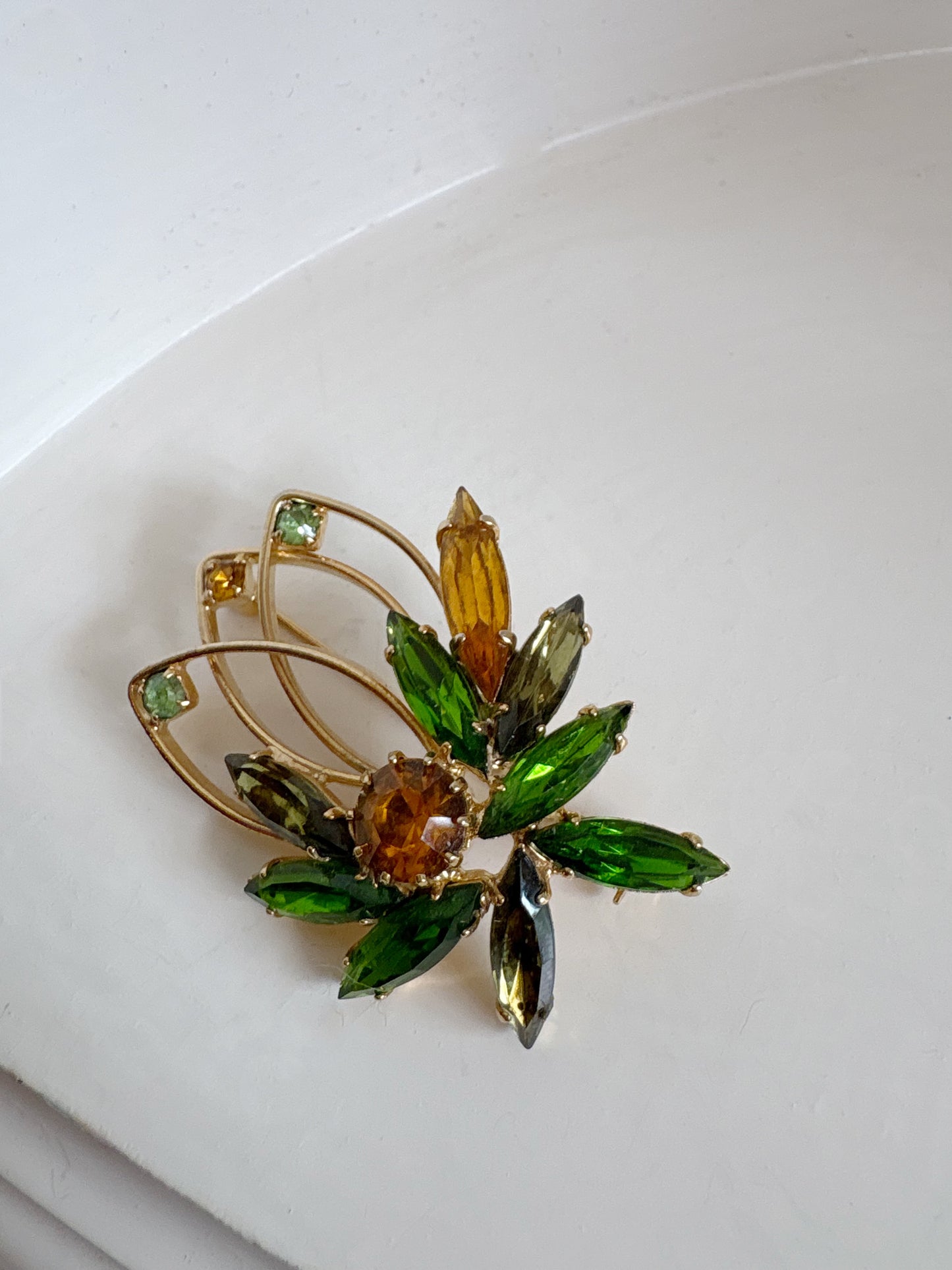 Brooch #16 - green & amber