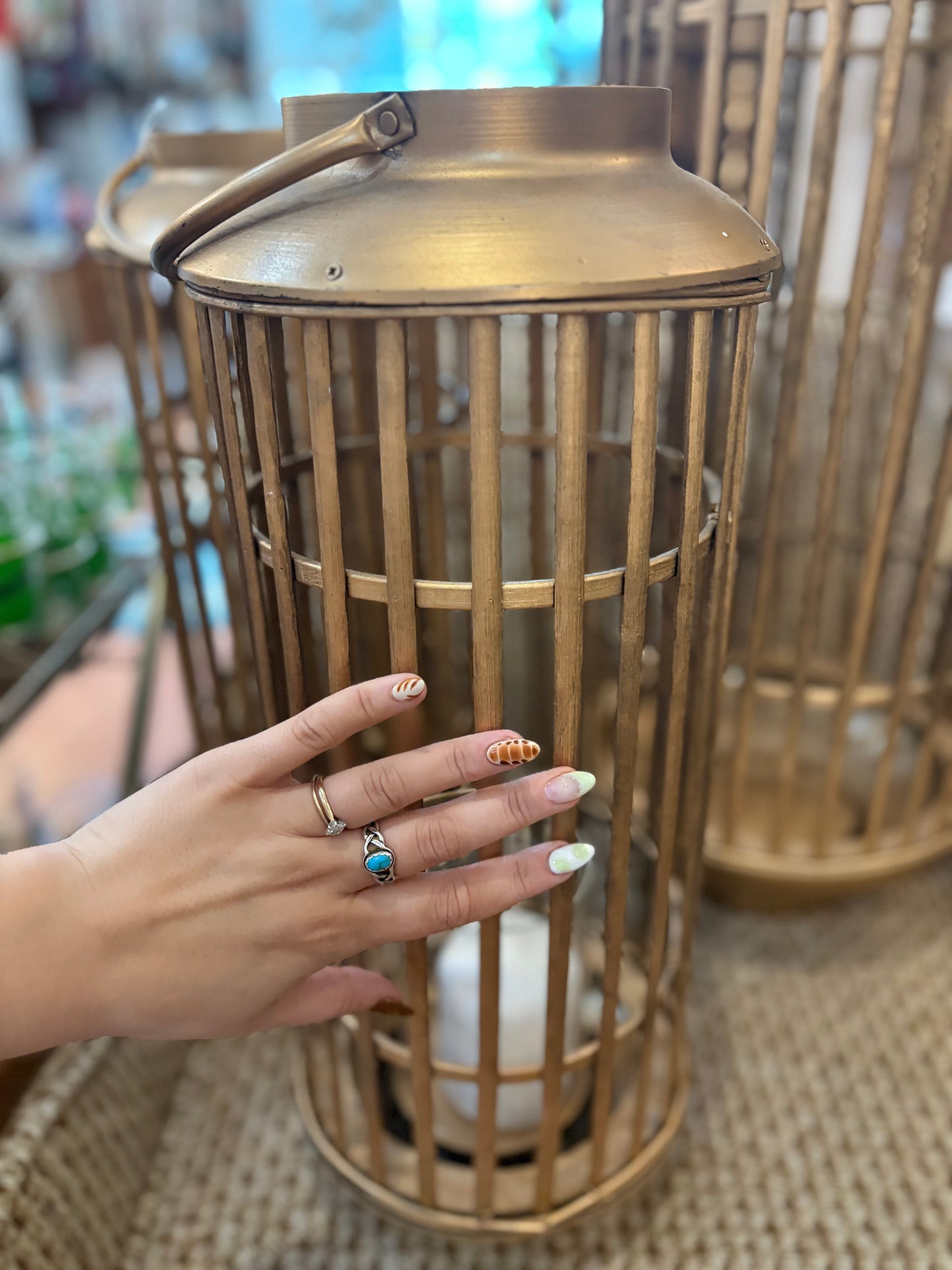 Set of large bamboo lanterns