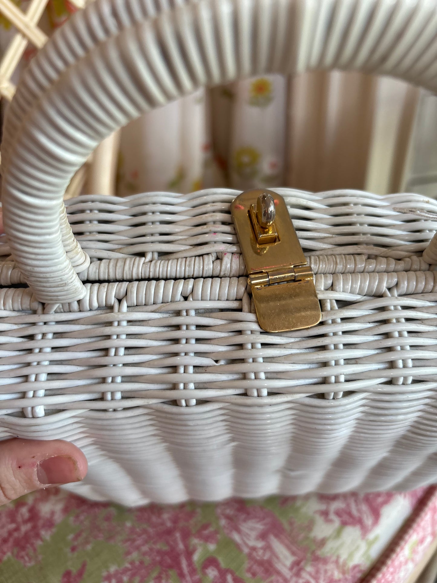 White wicker handbag