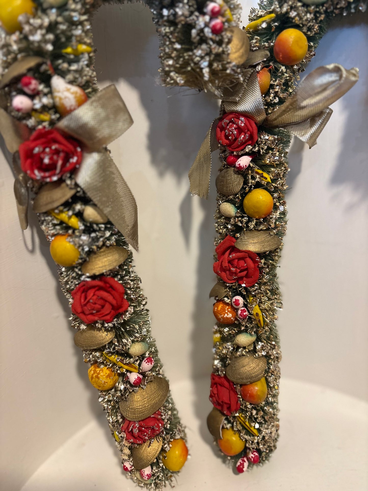 Bottle Brush Candy Canes with fruit & shells - believed to be Holt Howard