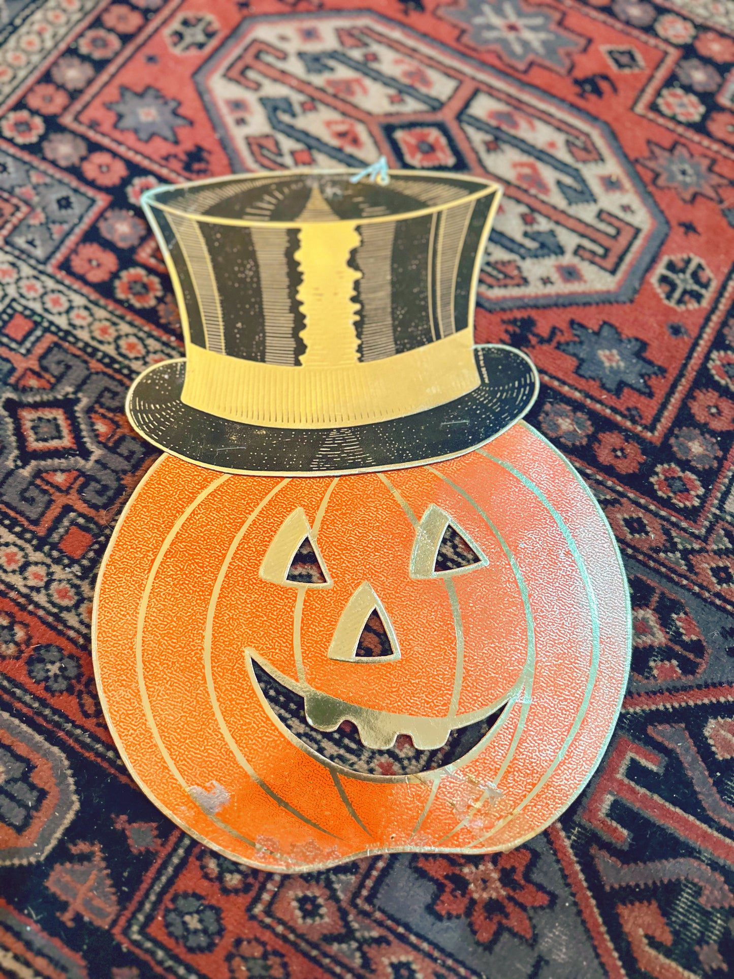 Vintage metallic pumpkin cutout