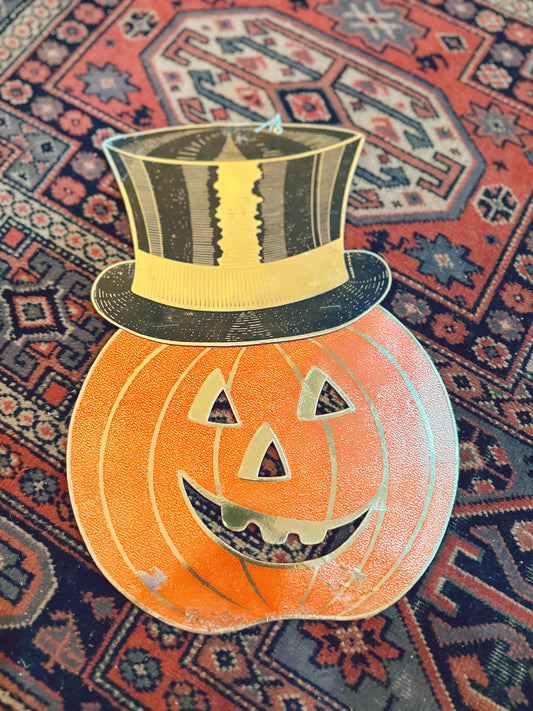 Vintage metallic pumpkin cutout