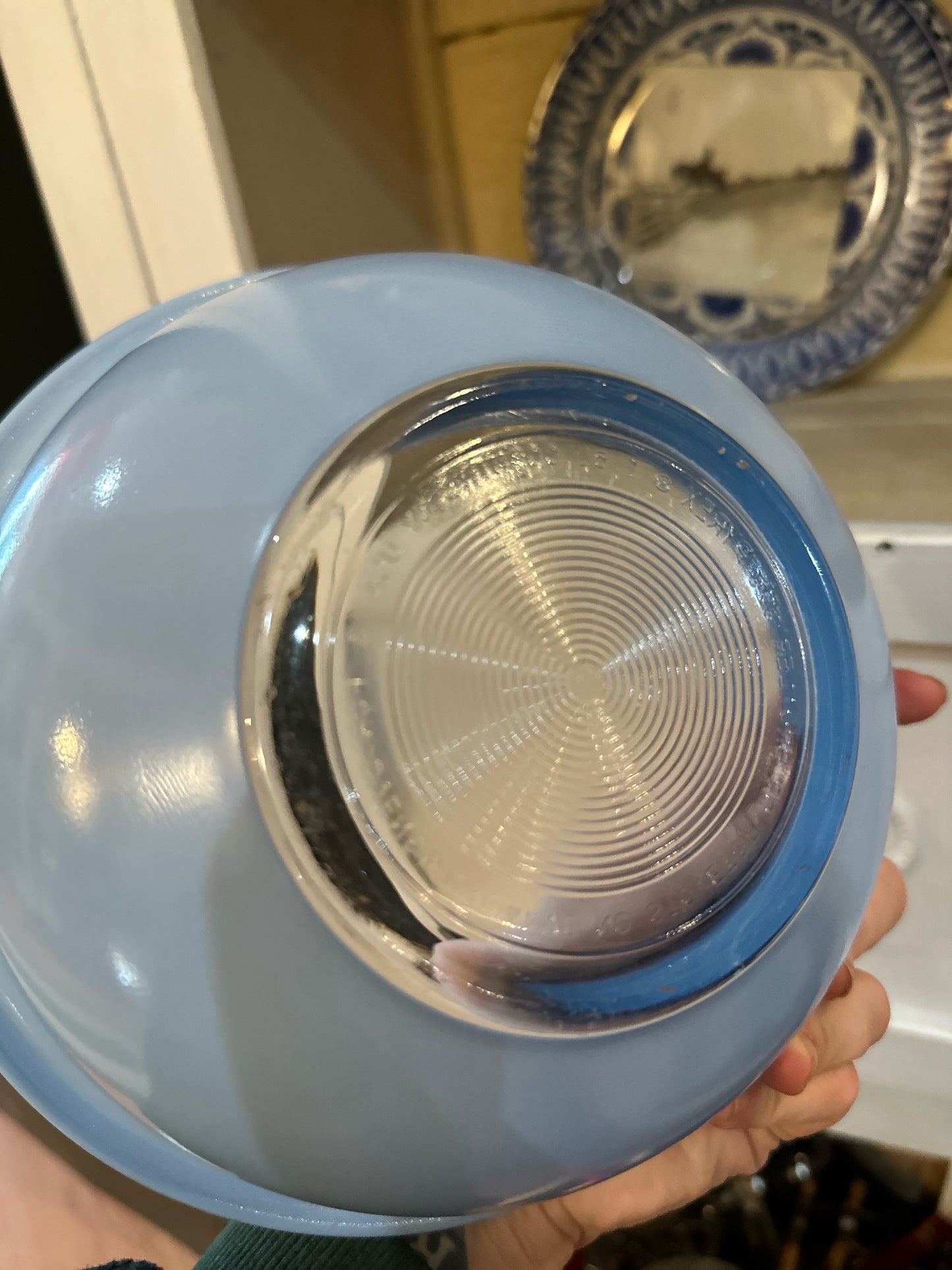 Medium blue Pyrex mixing bowl