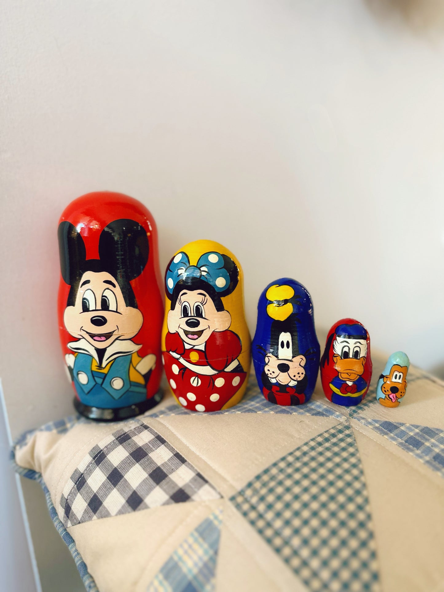 Hand painted vintage Mickey & Friends Nesting Dolls