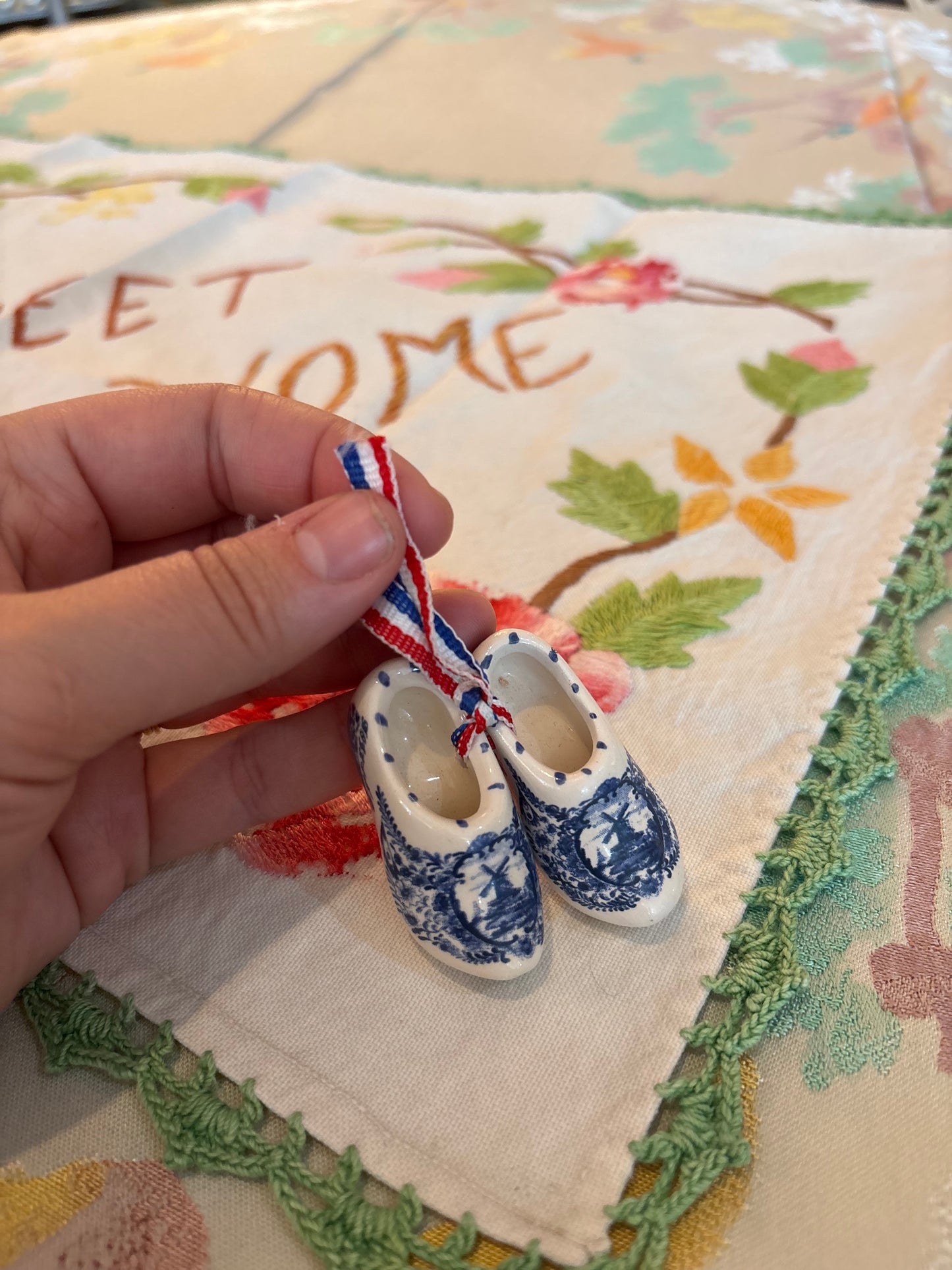 Handmade Holland Delft blue  miniature clogs