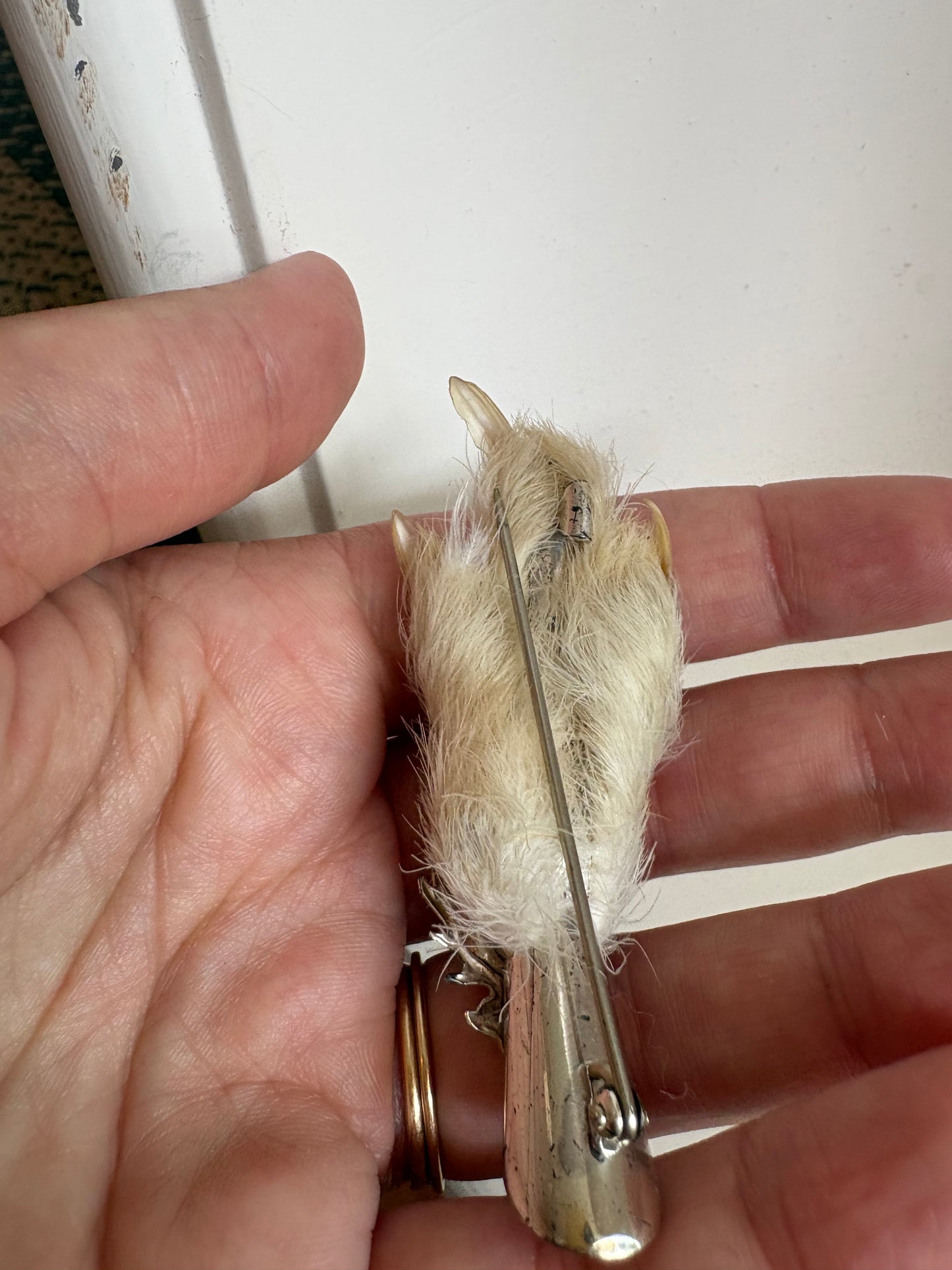 Brooch #5 - silver & Rabbit foot
