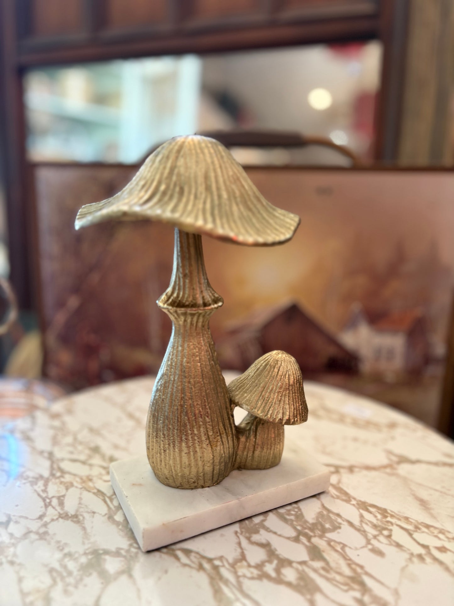 Cast Iron Mushrooms on marble base