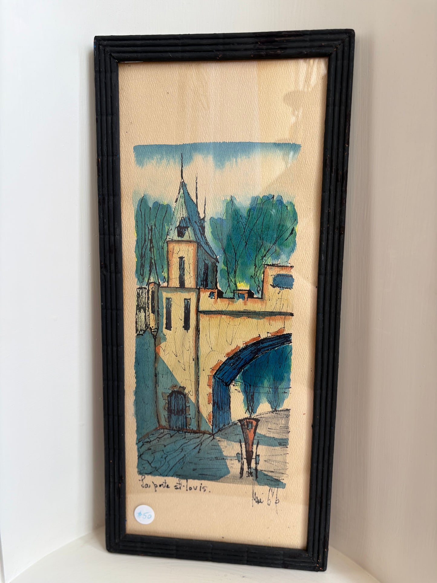Pair of original paintings, Quebec Porte St. Louis,  Musee de Cire - signed, Galerie Rene Blouin
